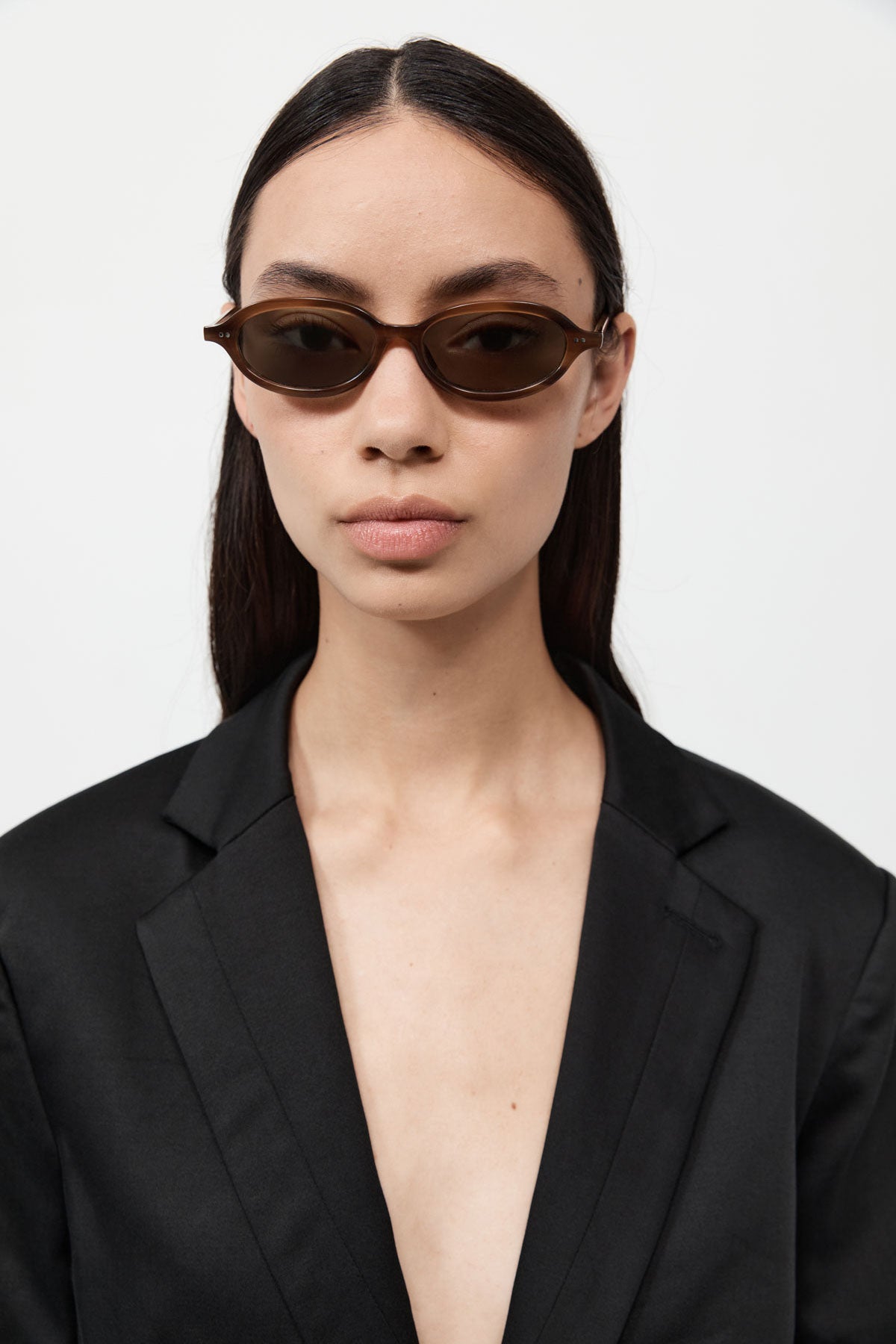 St. Agni | 90s Slim Oval Sunglasses - Tortoiseshell