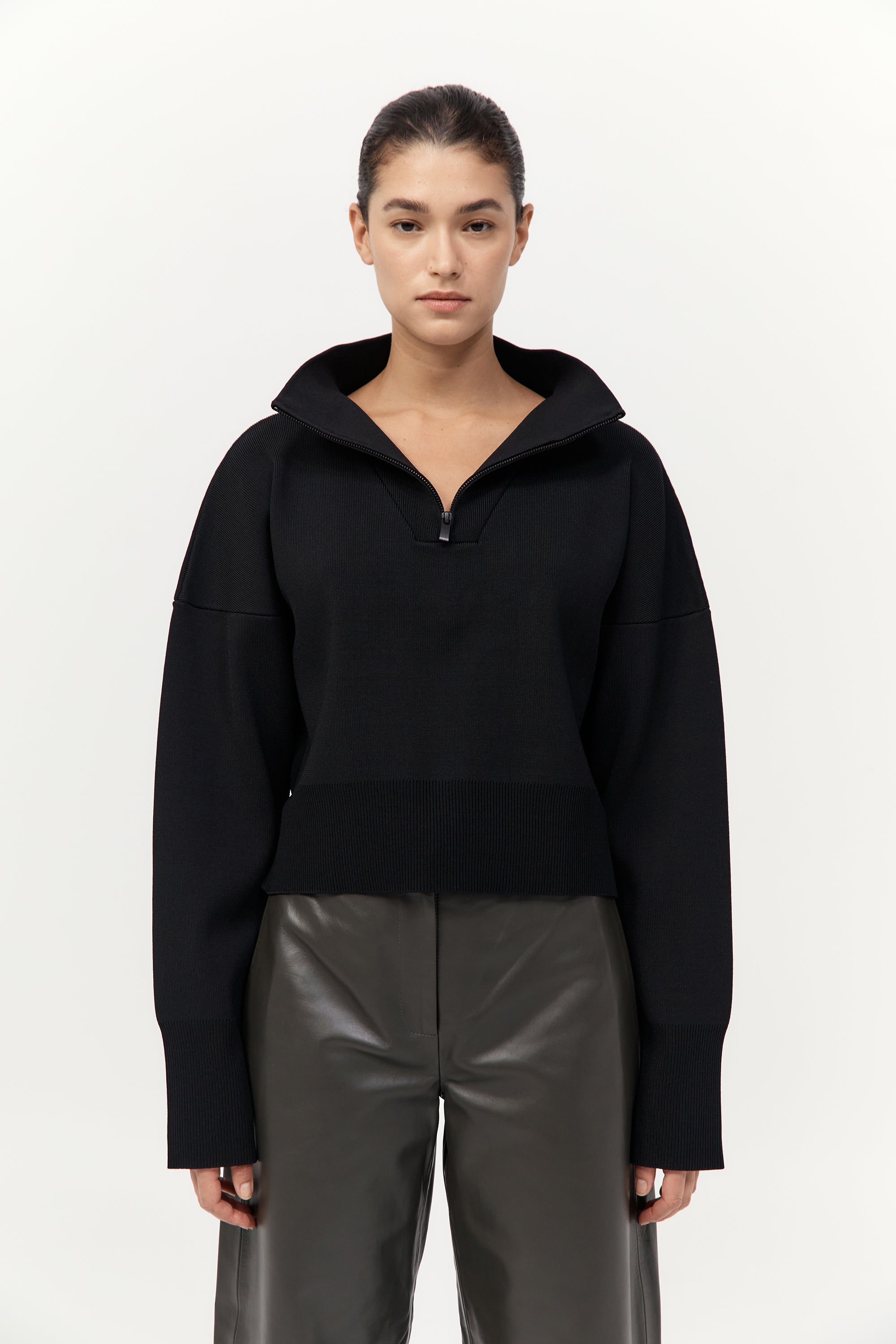 St. Agni | Milano Knit Zip Jumper - Black