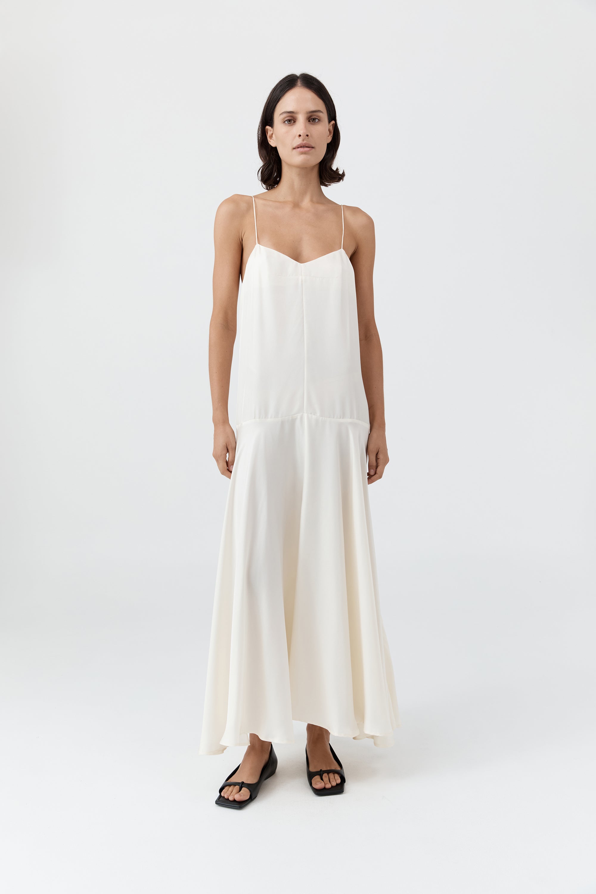 Silk Twill Relaxed Slip Dress - Milk