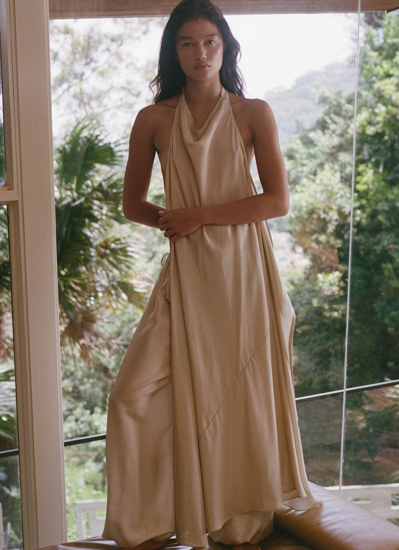 Silk Wrap Dress - Soft Ash