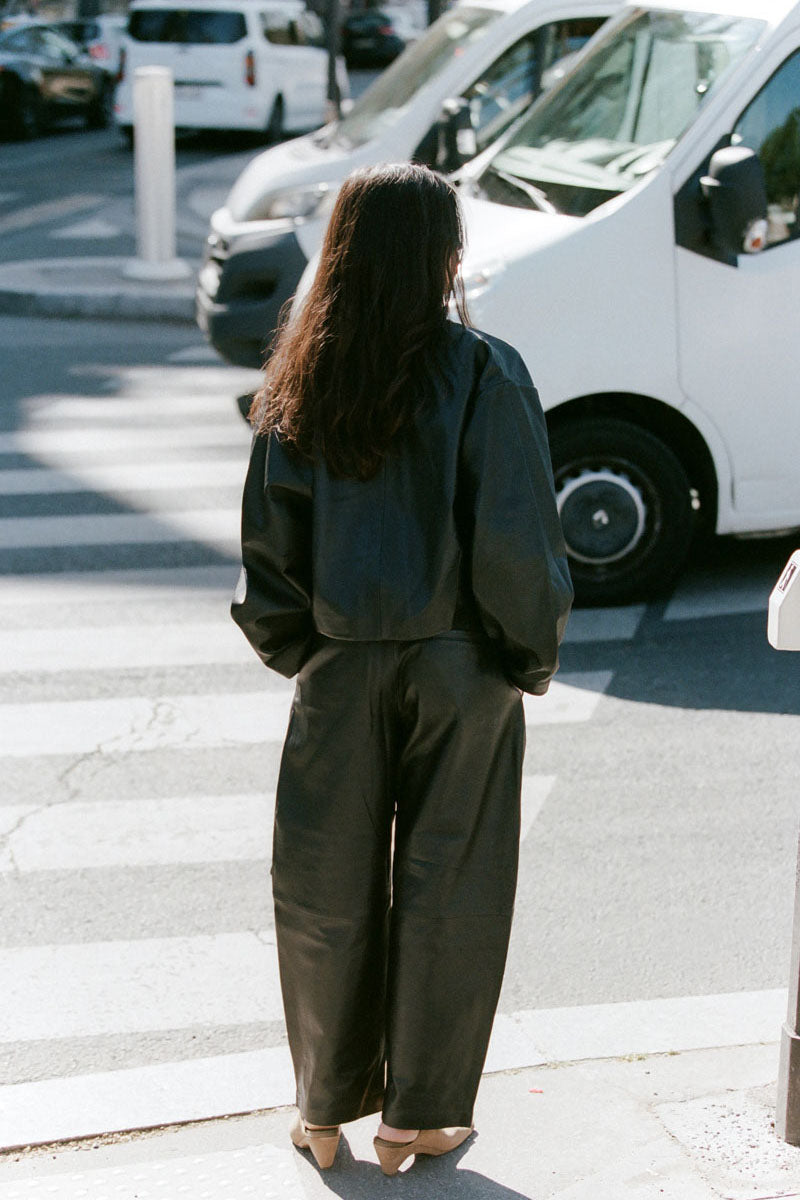 Leather Balloon Pants - Black