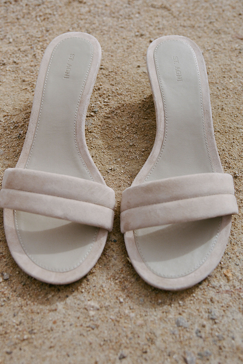 Suede Stitch Detail Slide - Rock