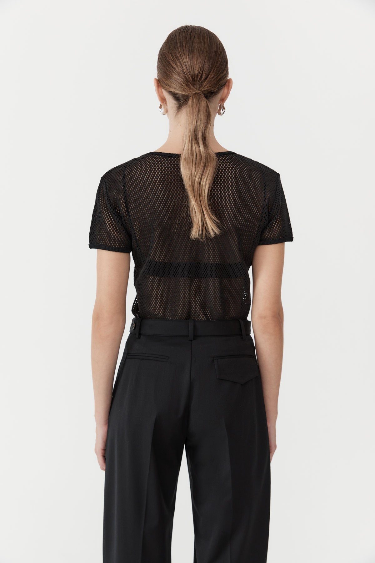 Mesh Short Sleeve Tee - Black