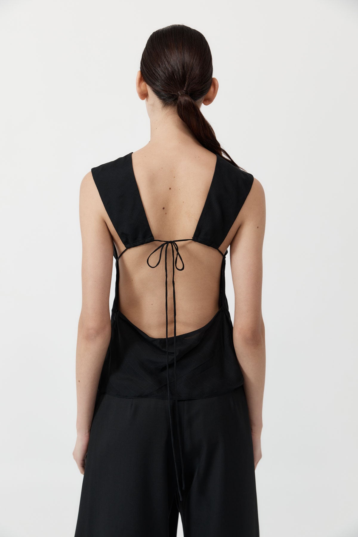 Pinstripe Silk Top - Black