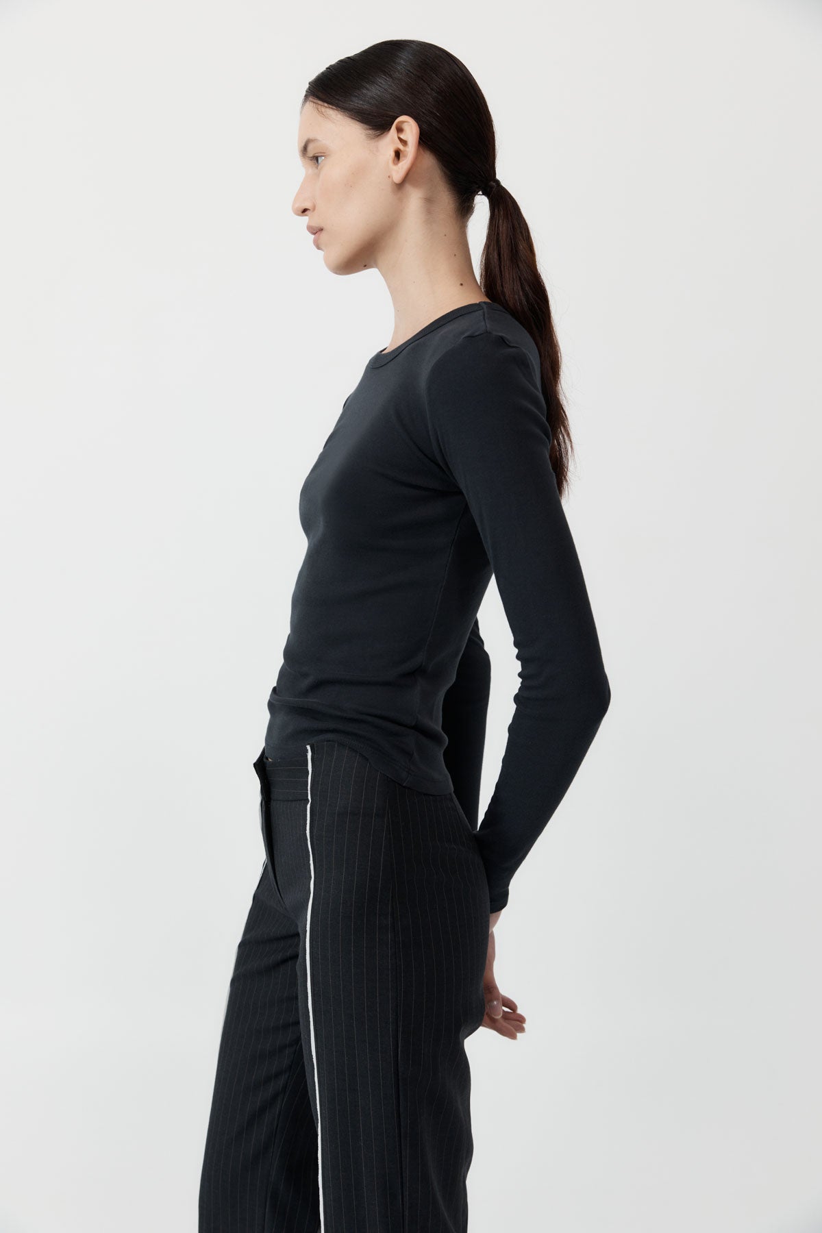 Organic Cotton Long Sleeve Top - Black