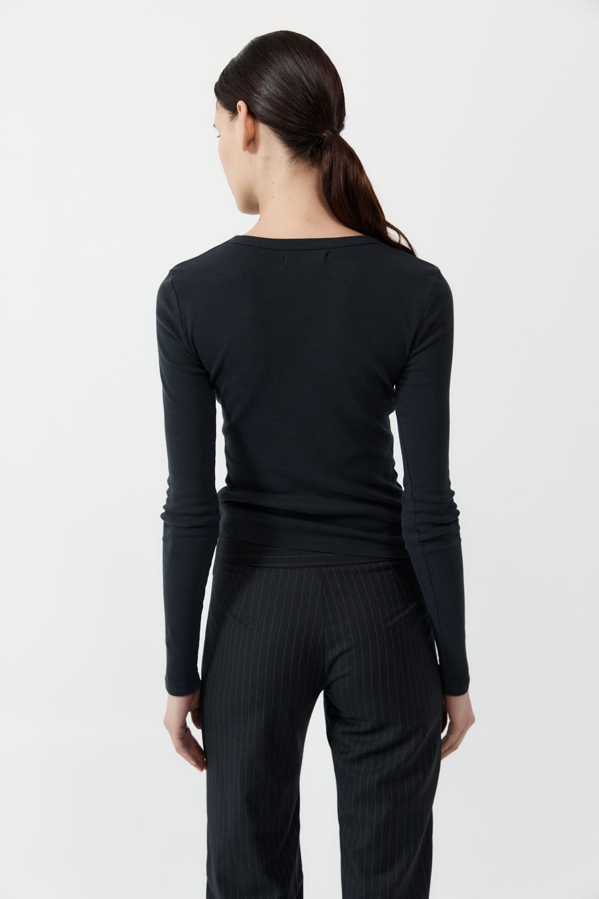 Organic Cotton Long Sleeve Top - Black
