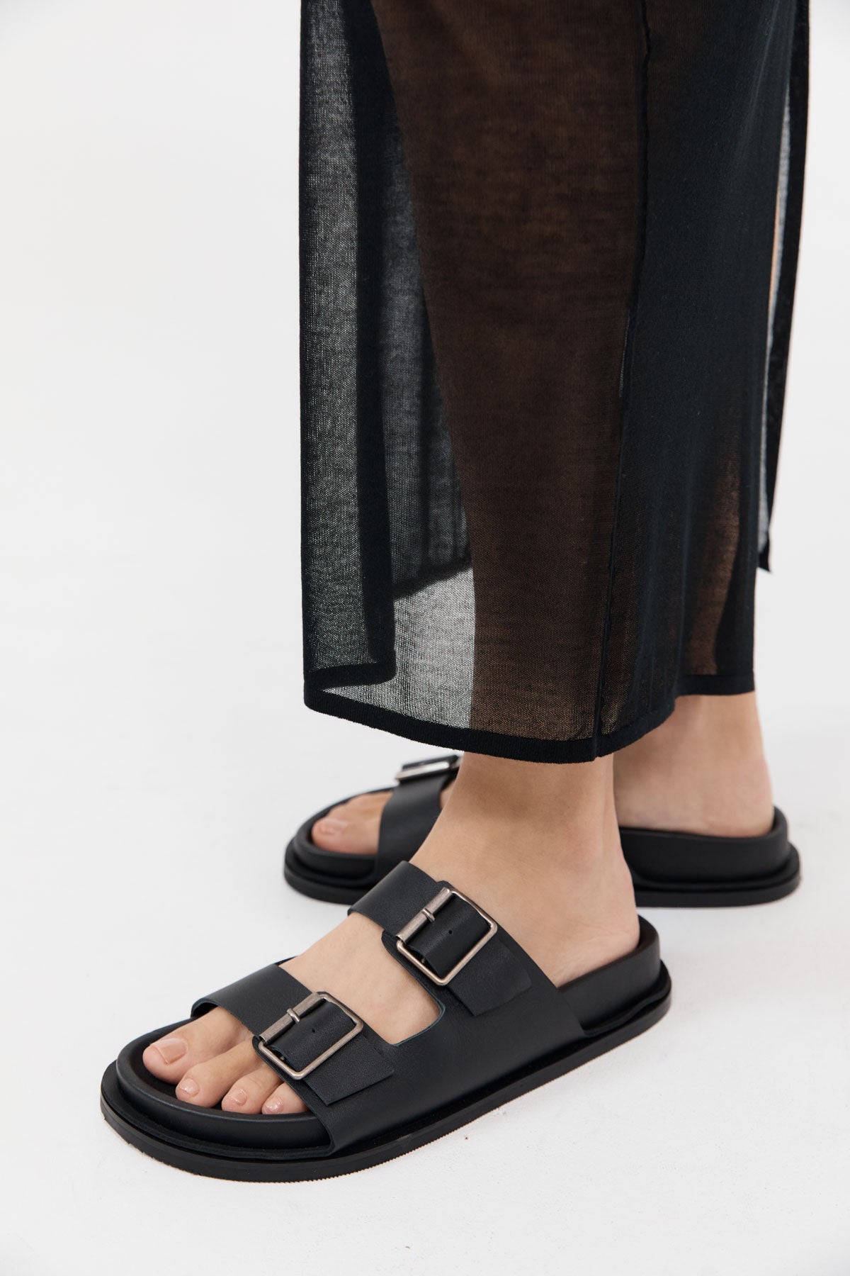 Double Buckle Slides - Black