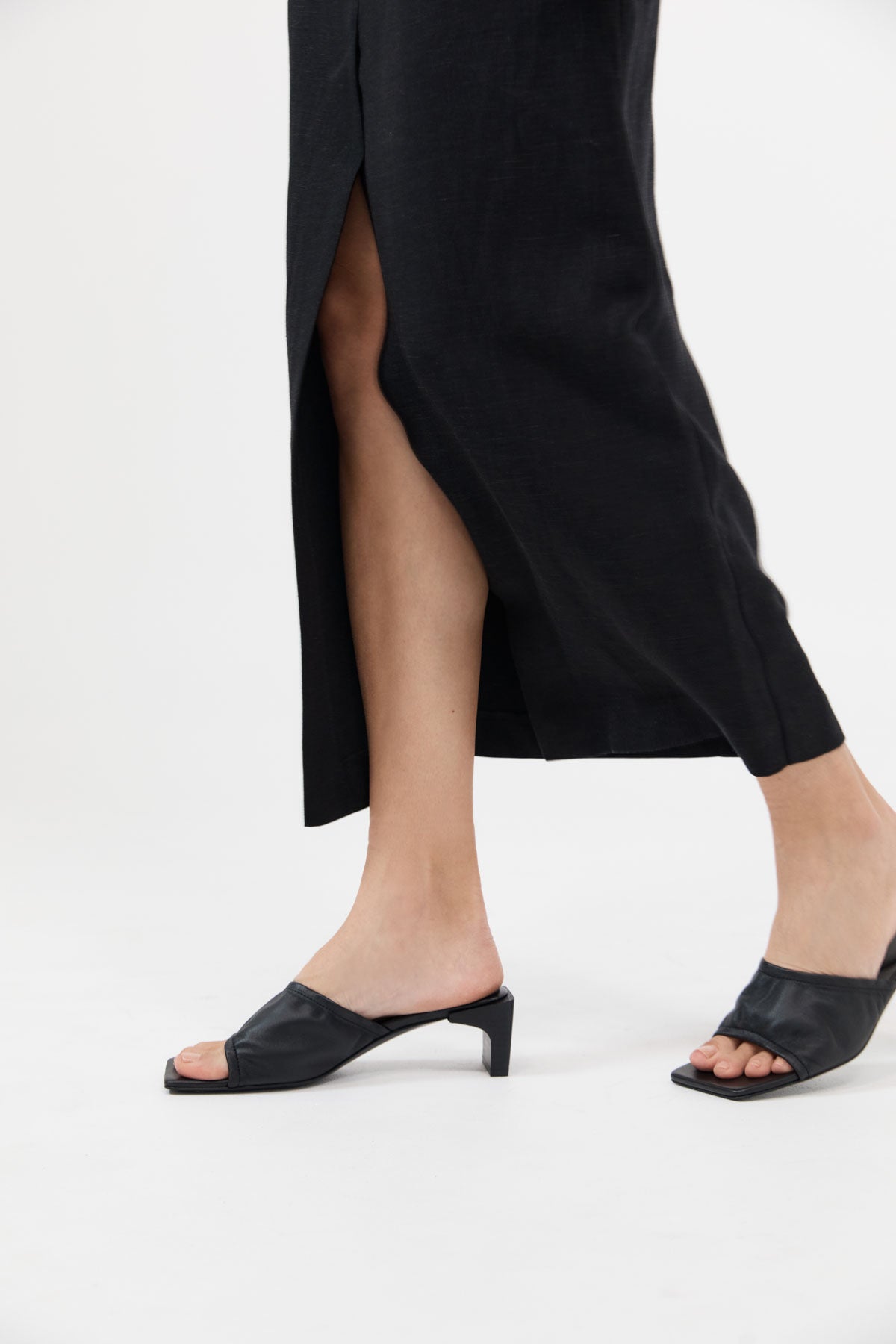 Gathered Block Heel - Black