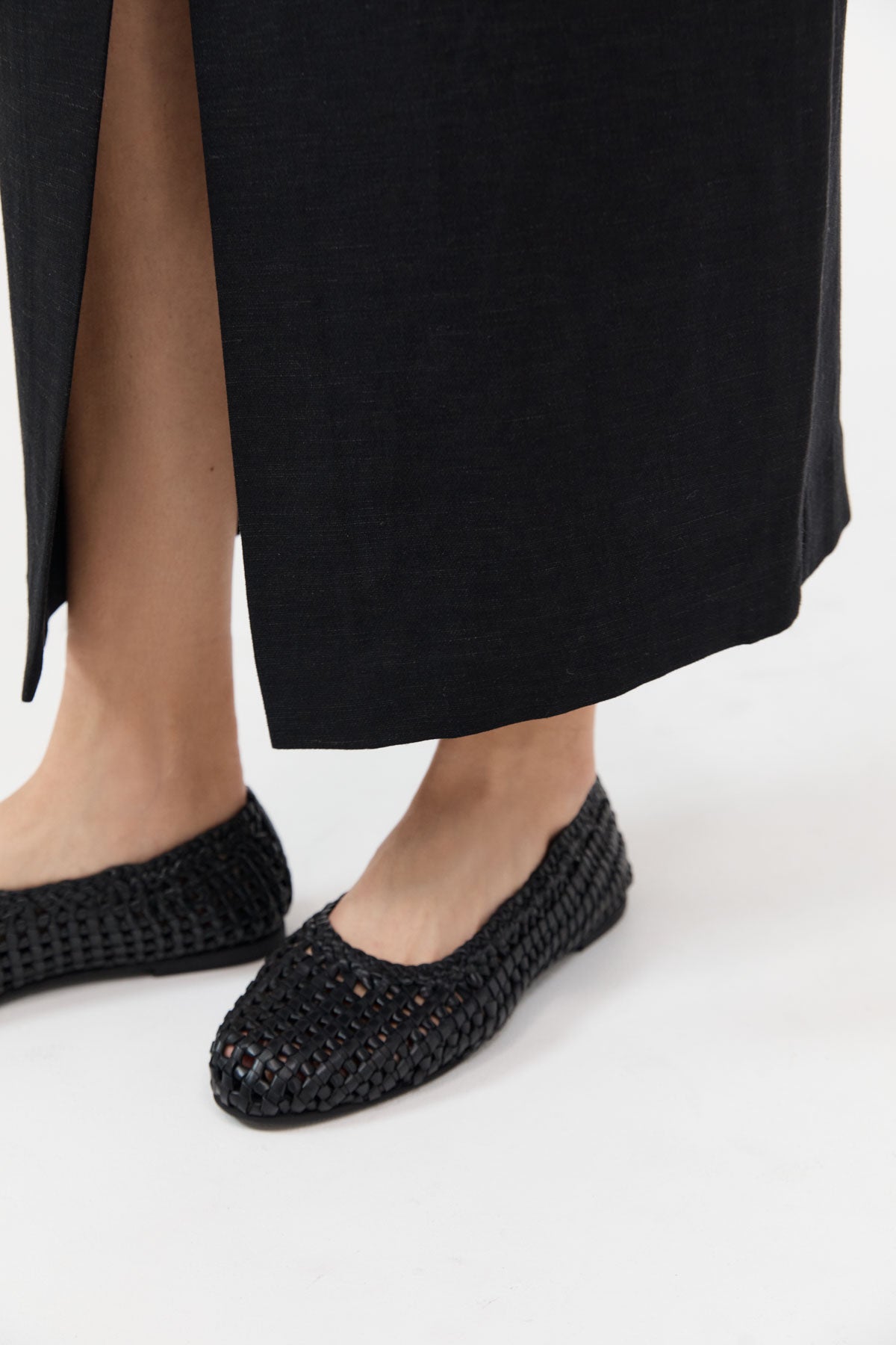 Macrame Mesh Ballet Flats - Black