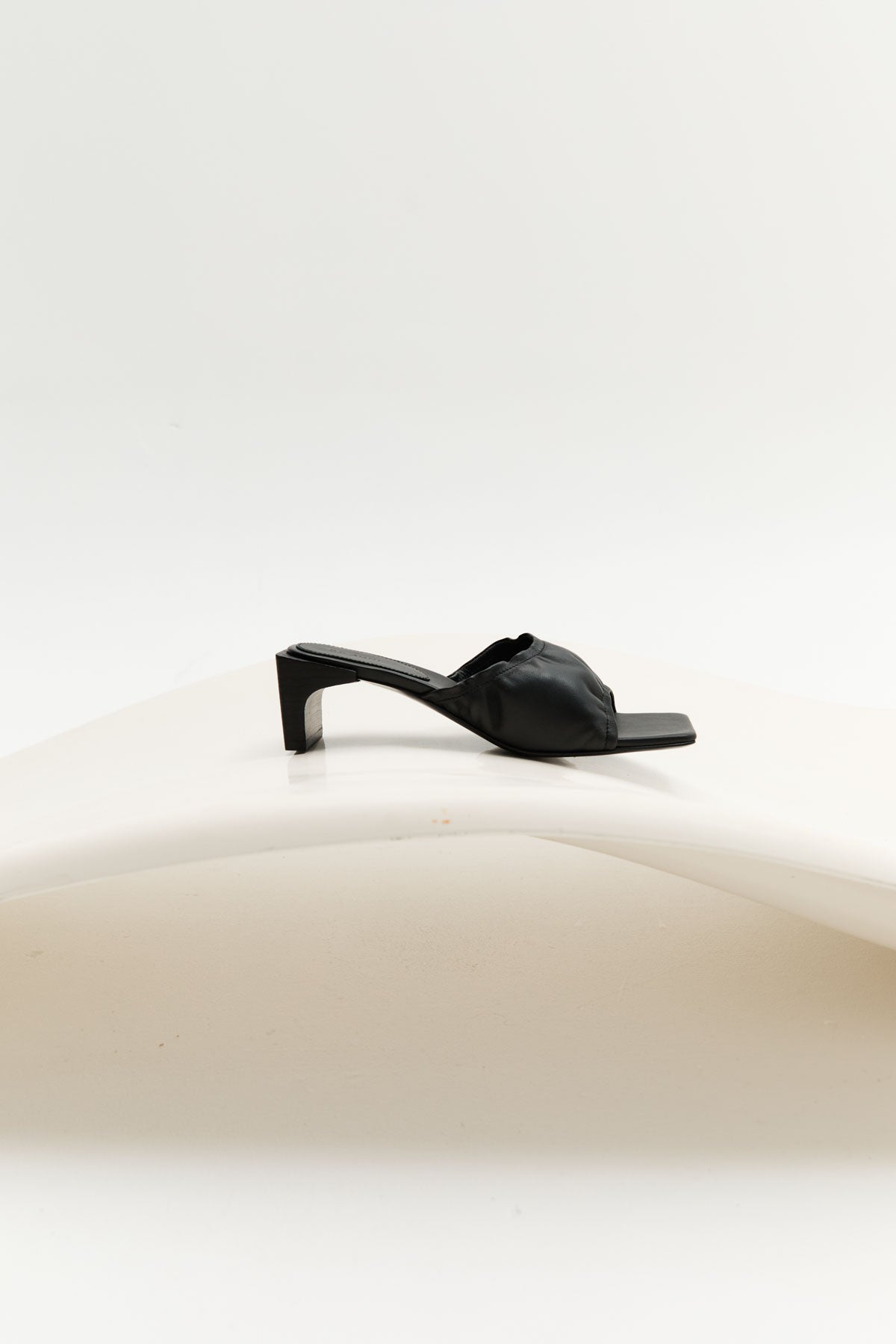 Gathered Block Heel - Black