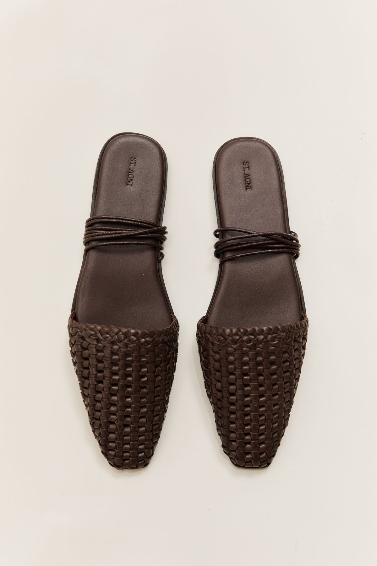 Macrame Mesh Tie Up Flats - Chocolate