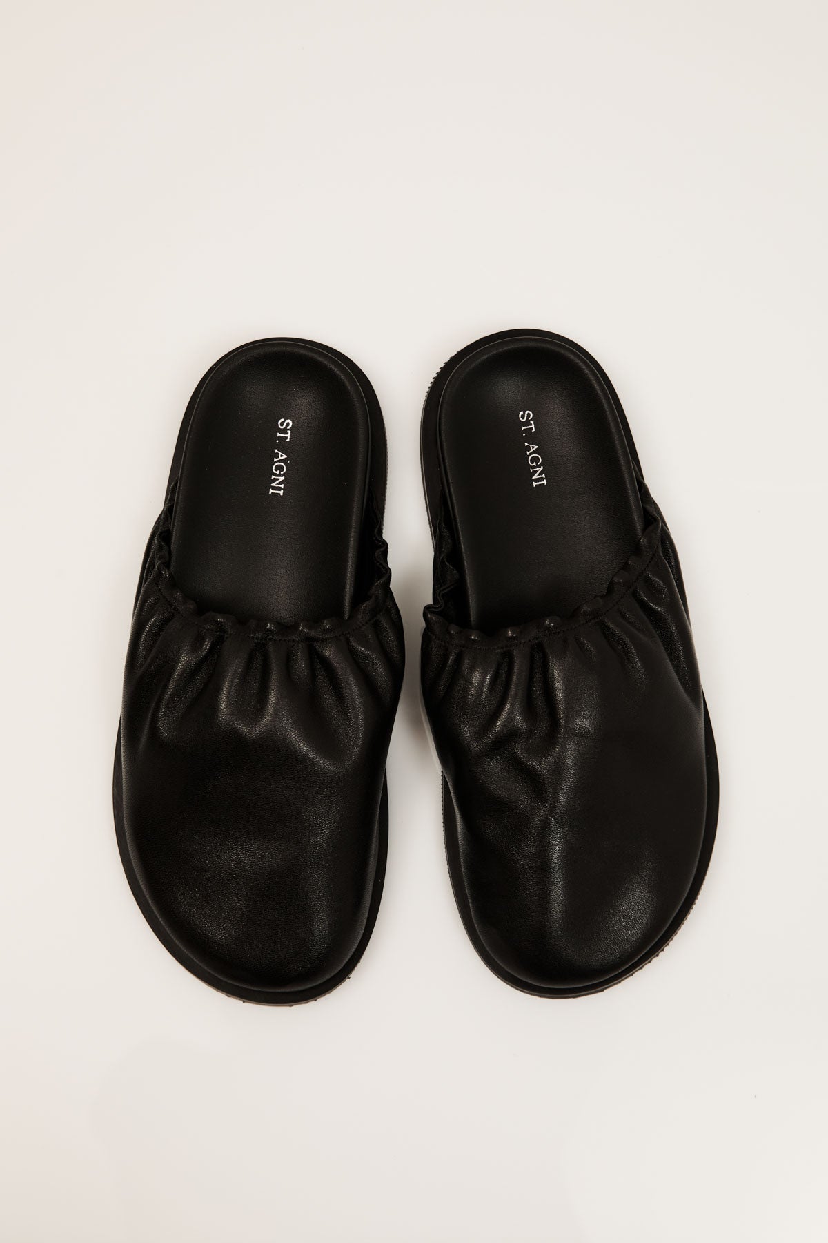 Soft Gathered Mules - Black