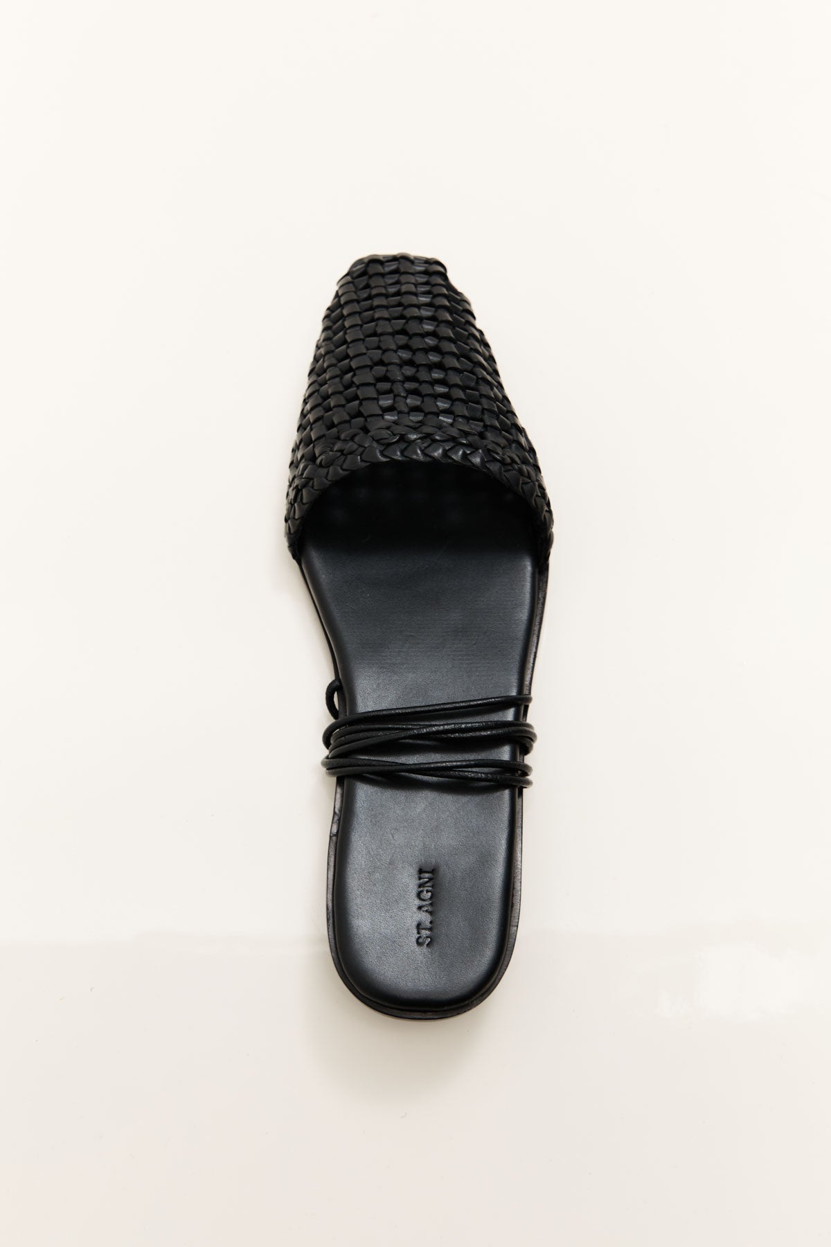 Macrame Mesh Tie Up Flats - Black