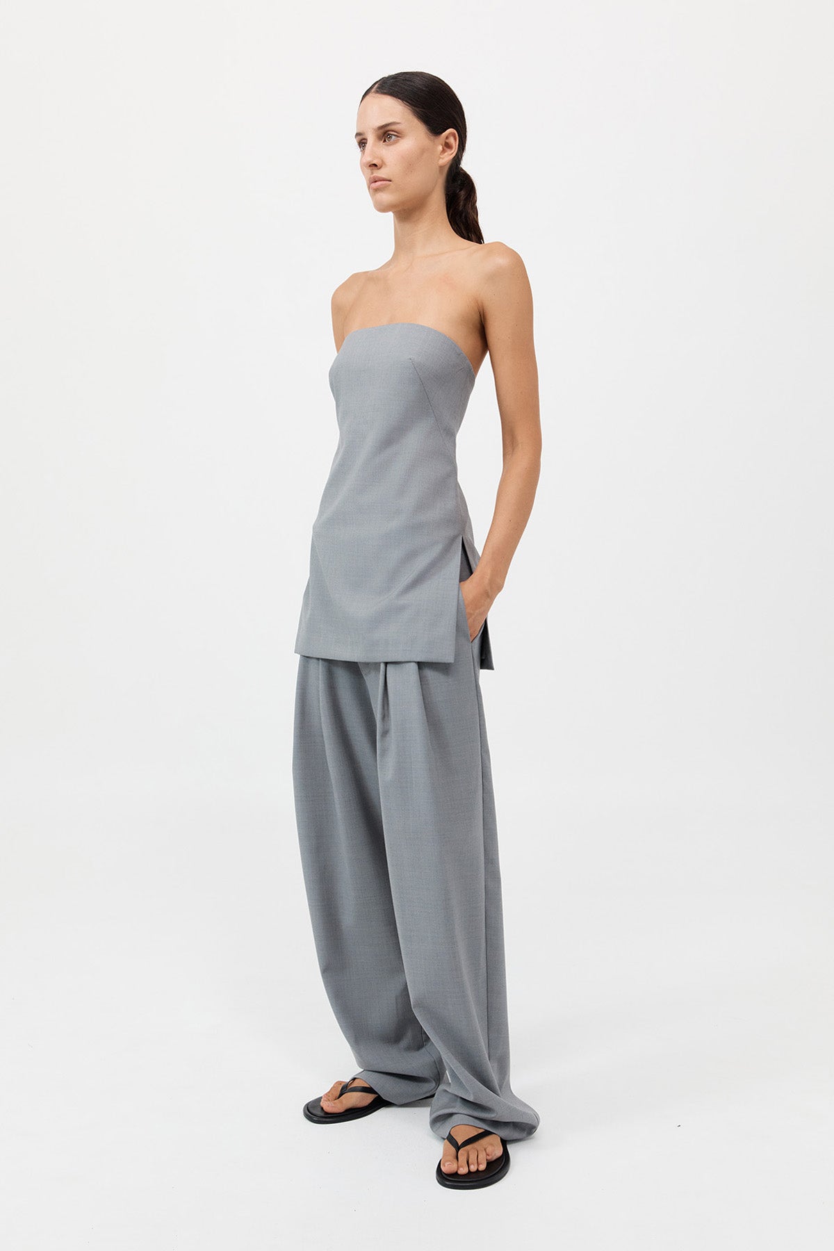Wool Column Tunic - Grey