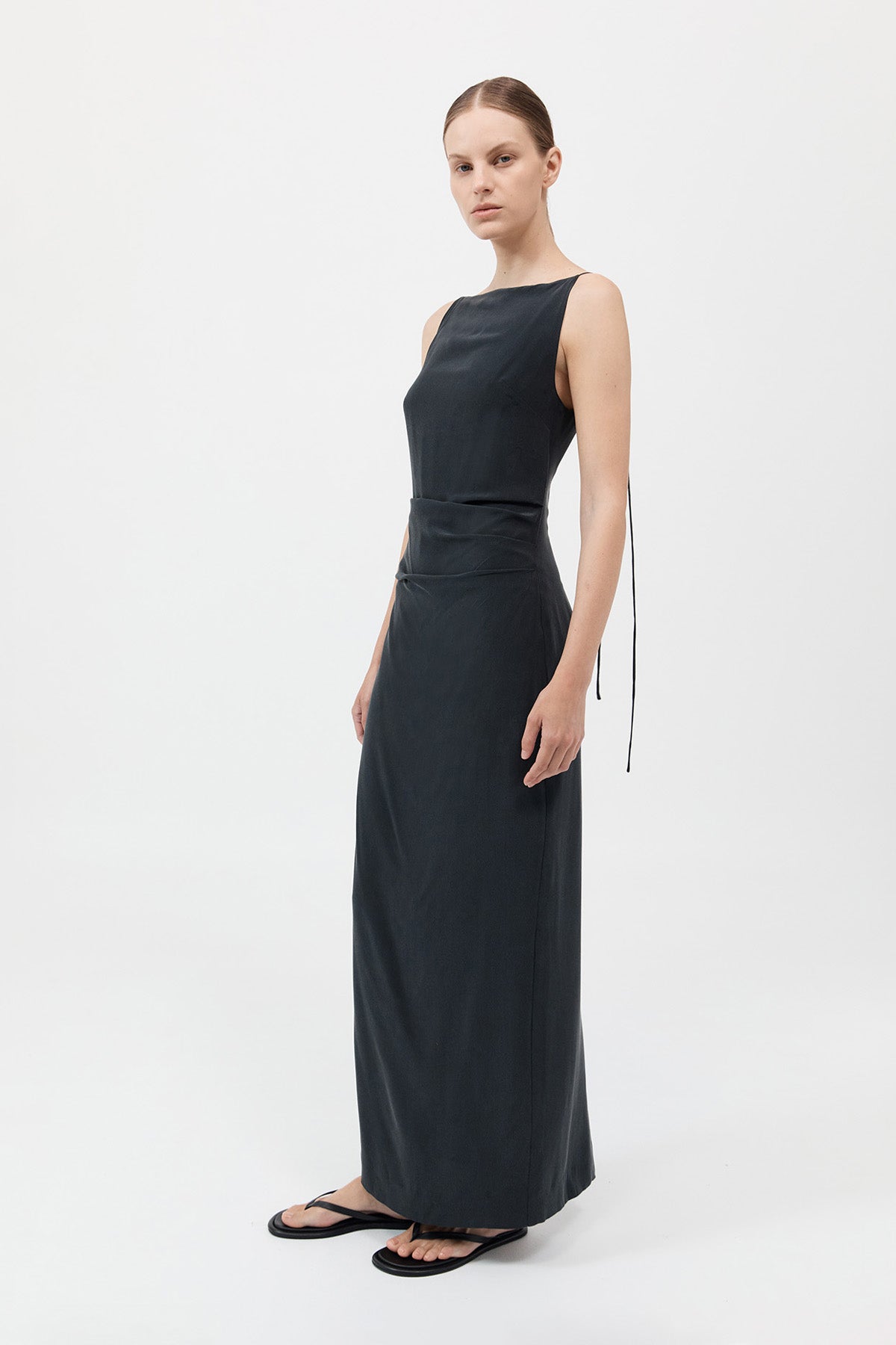 Silk Tuck Dress - Black