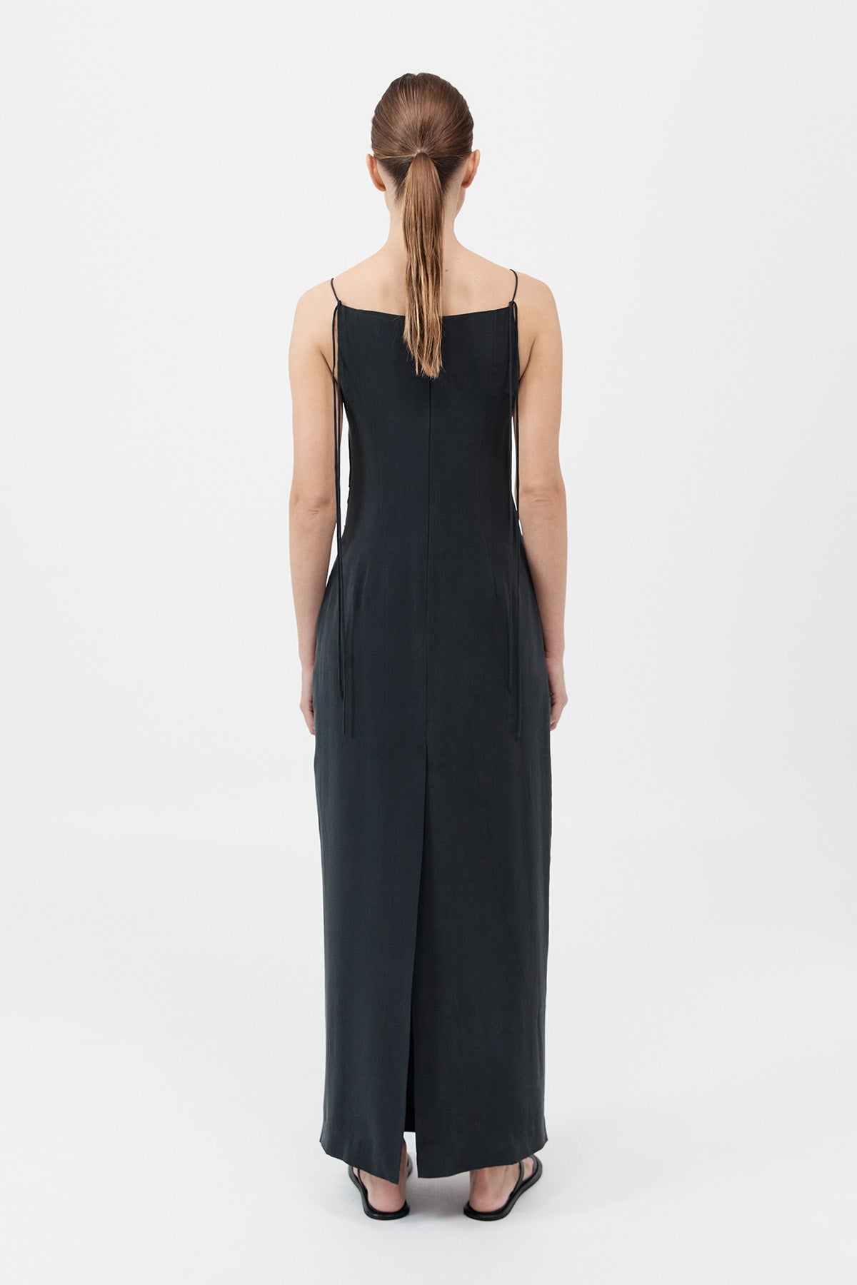 Silk Tuck Dress - Black