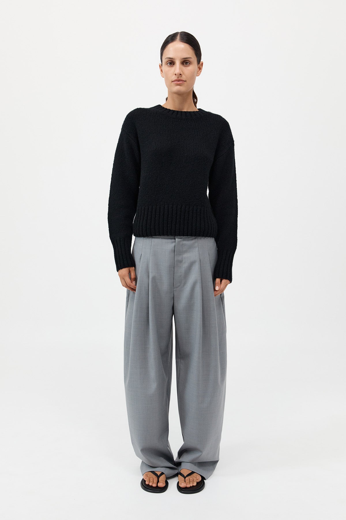 Wool Cashmere Blend Sweater - Black