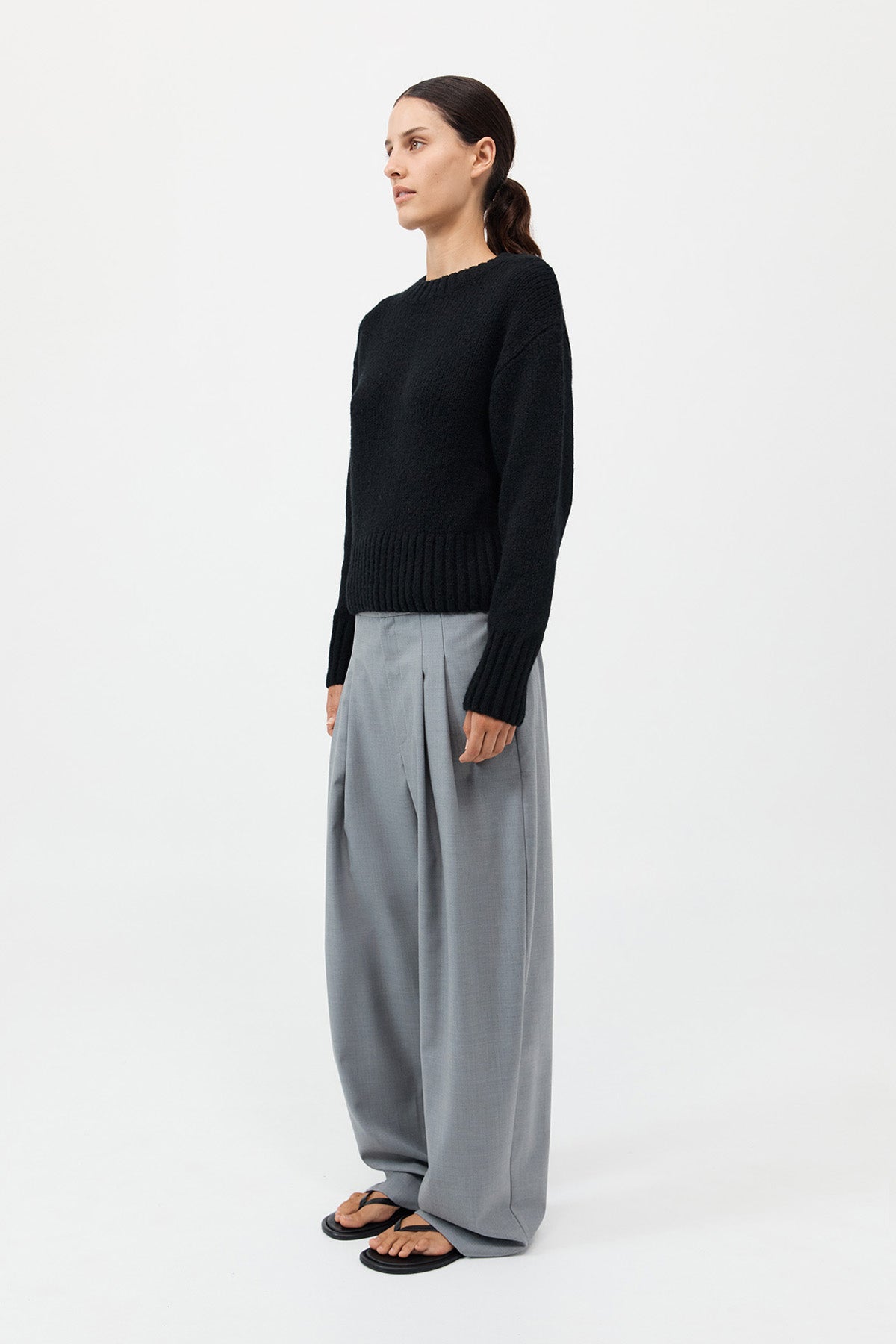 Wool Cashmere Blend Sweater - Black