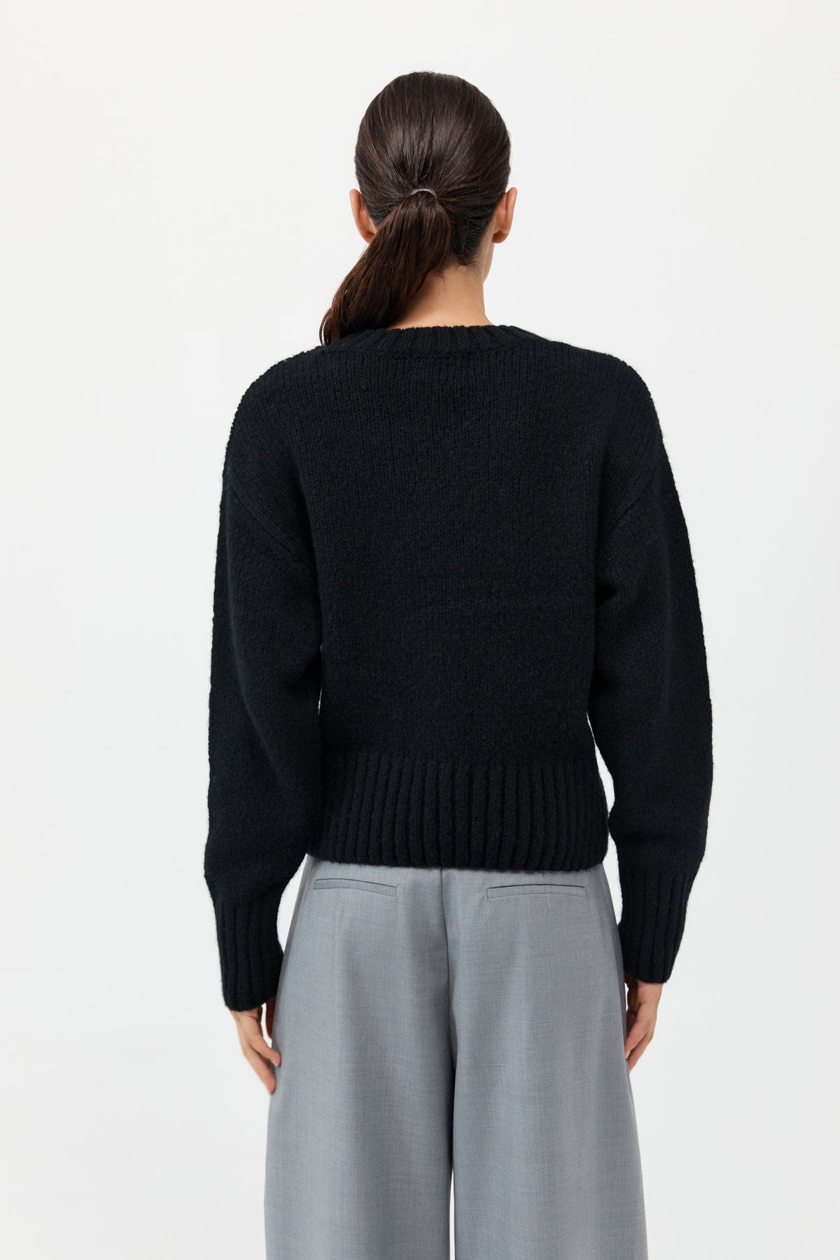 Wool Cashmere Blend Sweater - Black