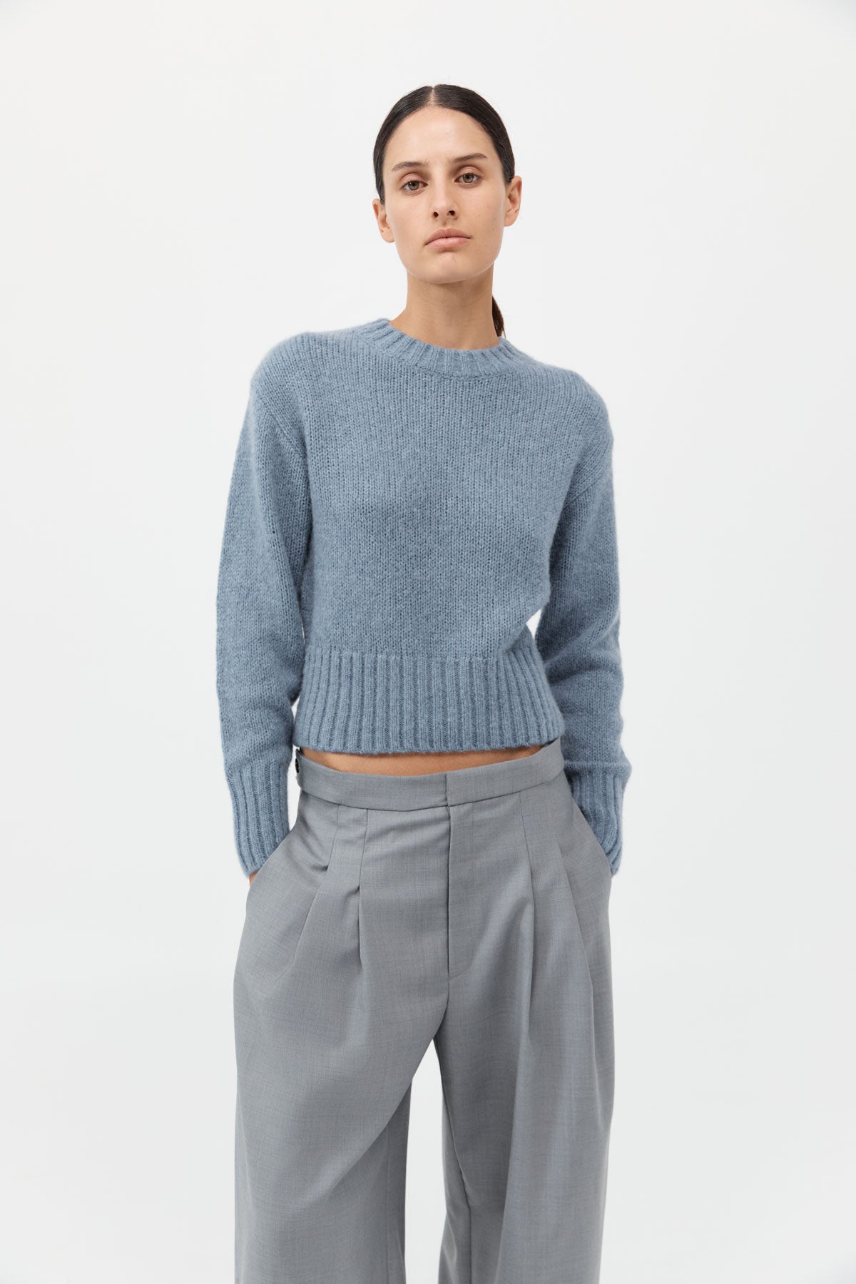 Wool Cashmere Blend Sweater - Soft Blue