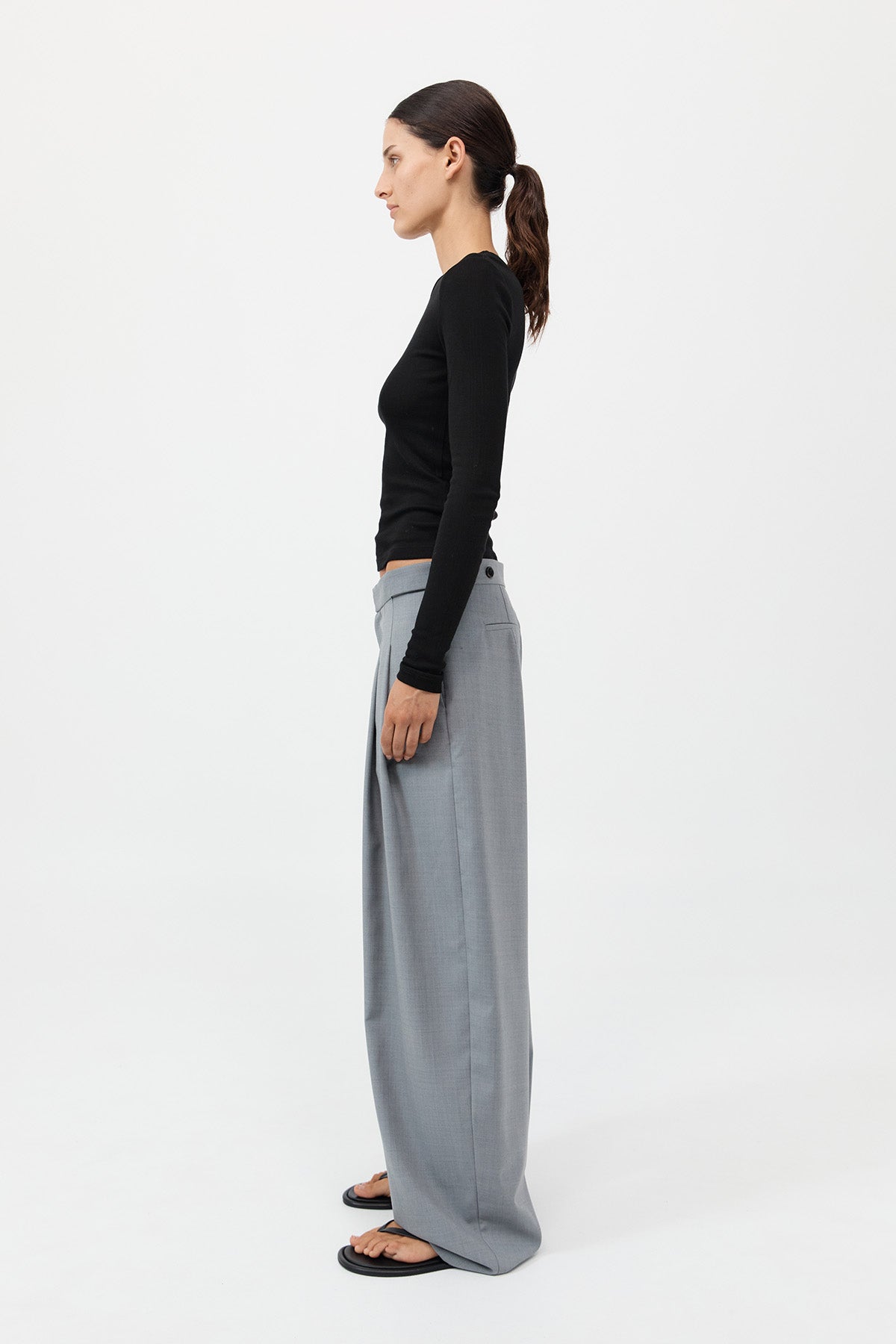 Organic Cotton Soft Rib Long Sleeve Top - Black