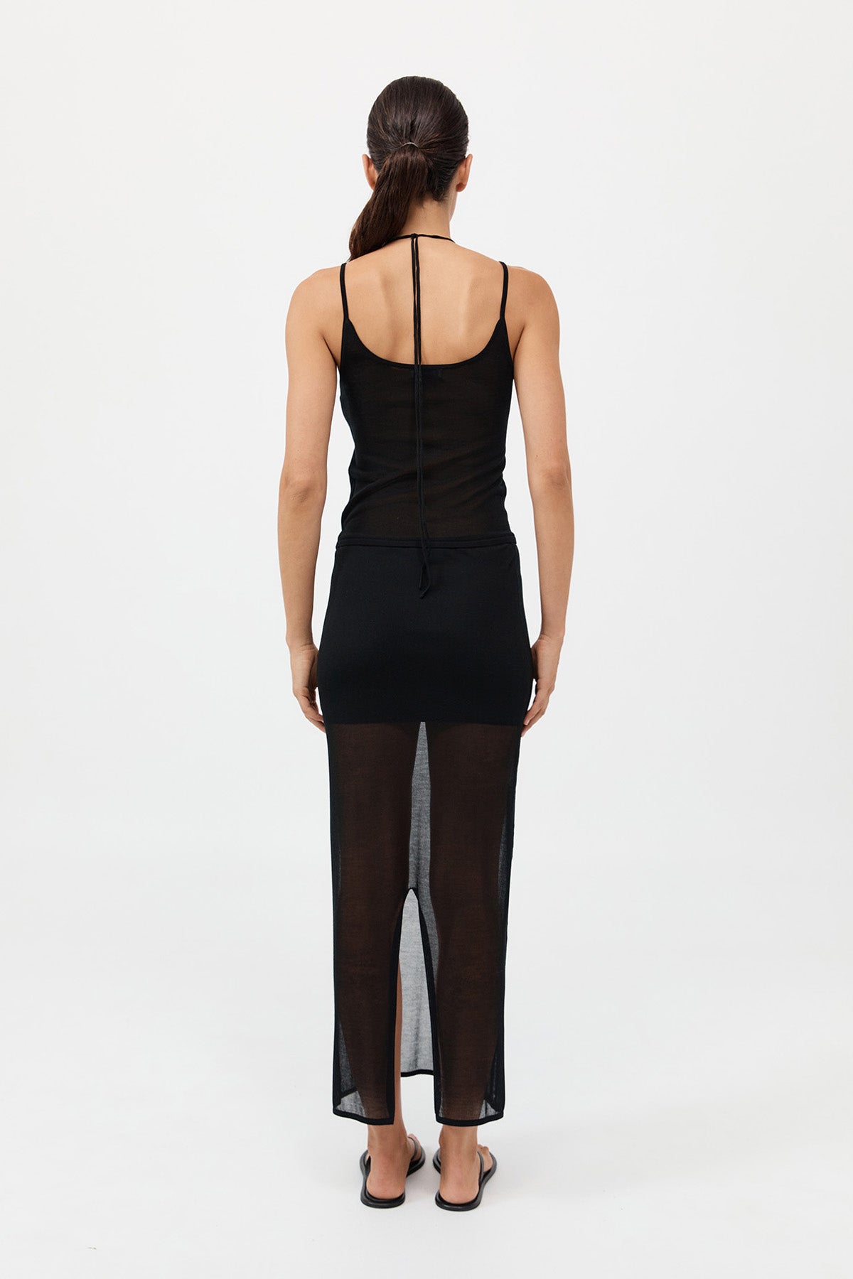 Sheer Column Skirt - Black