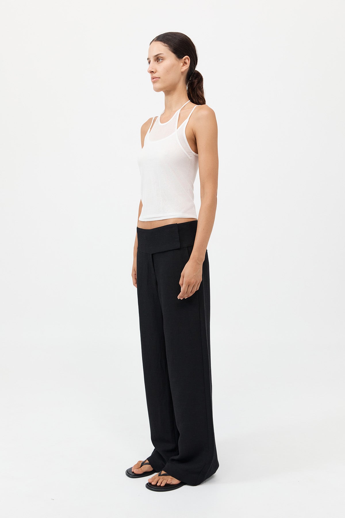 Wide Waistband Pants - Black