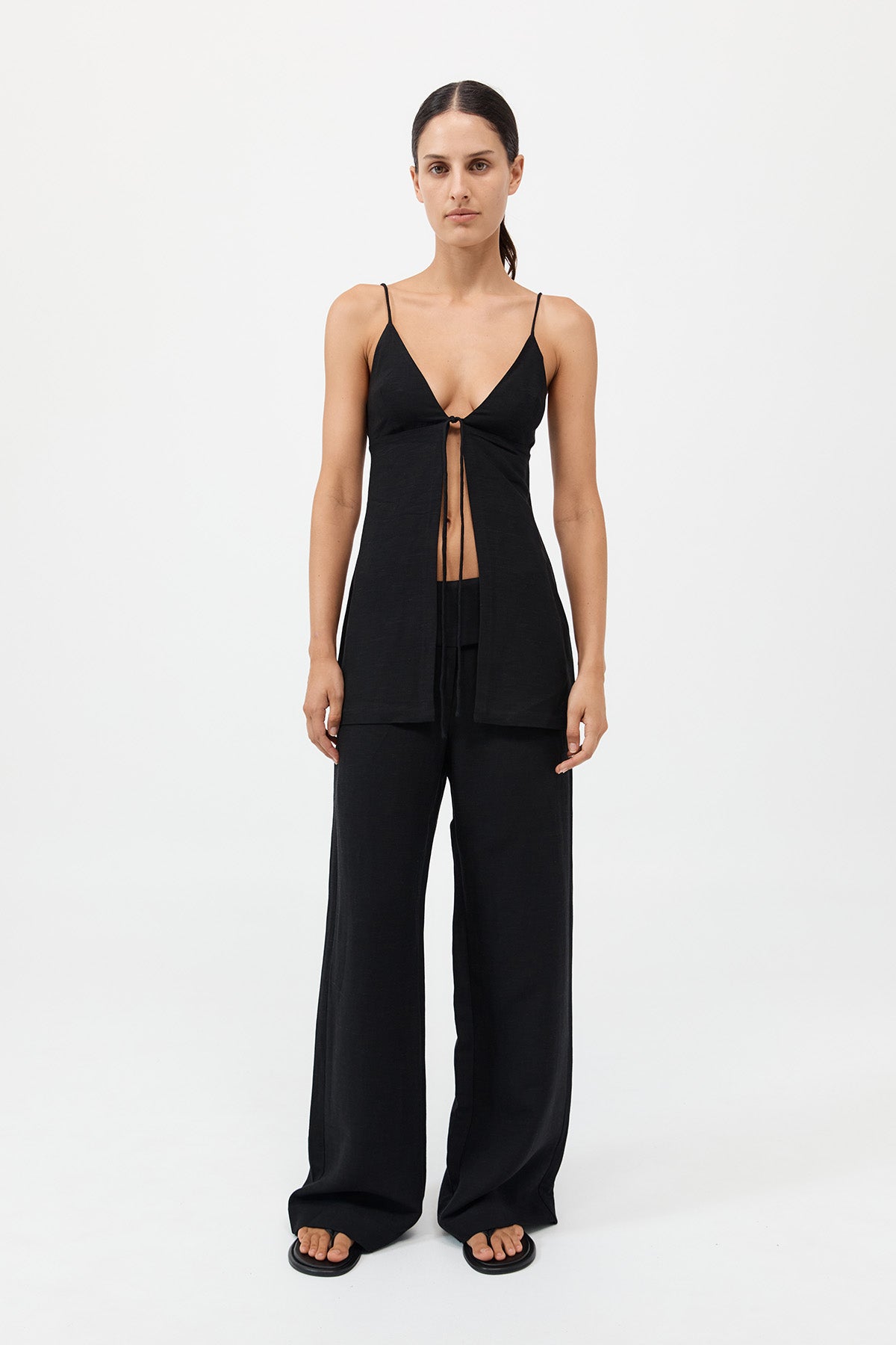 Tie Front Top - Black