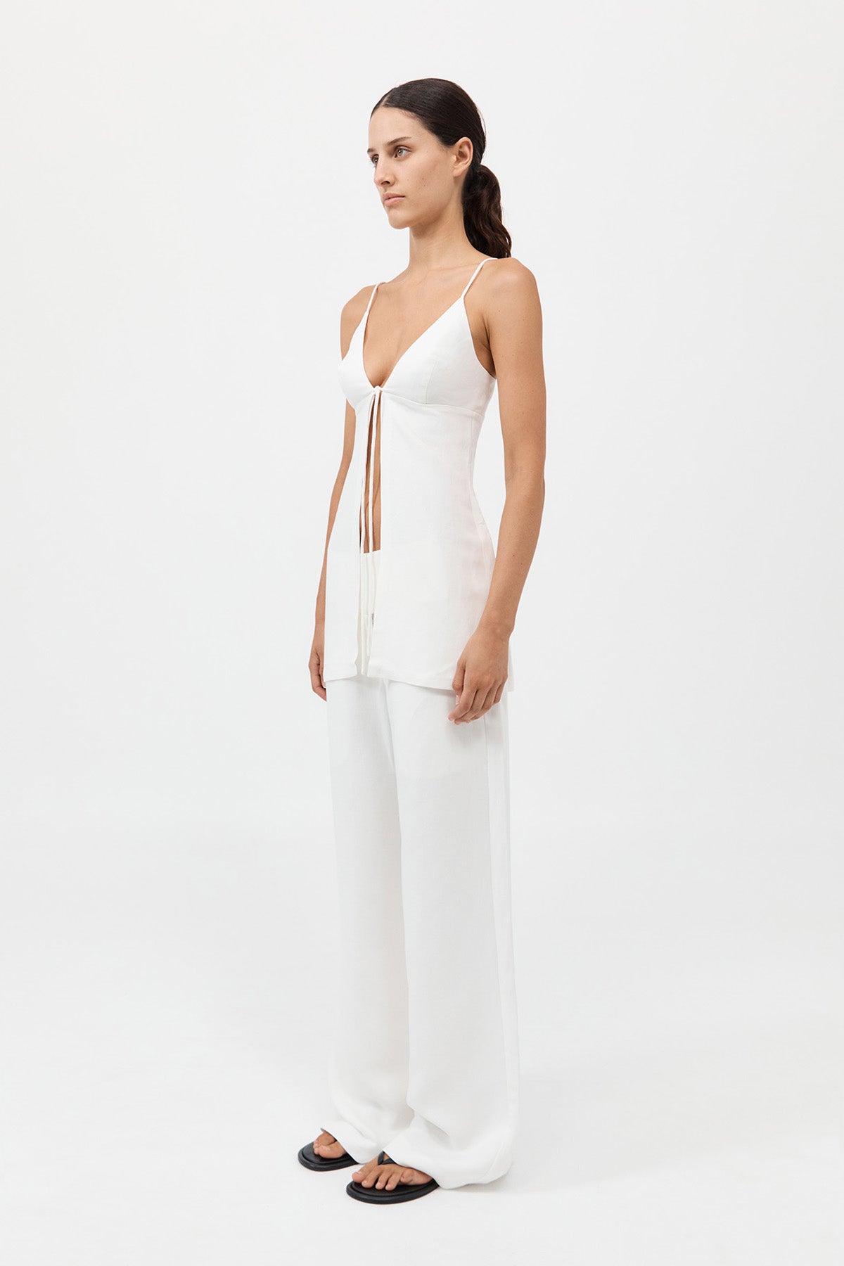 Tie Front Top - Salt