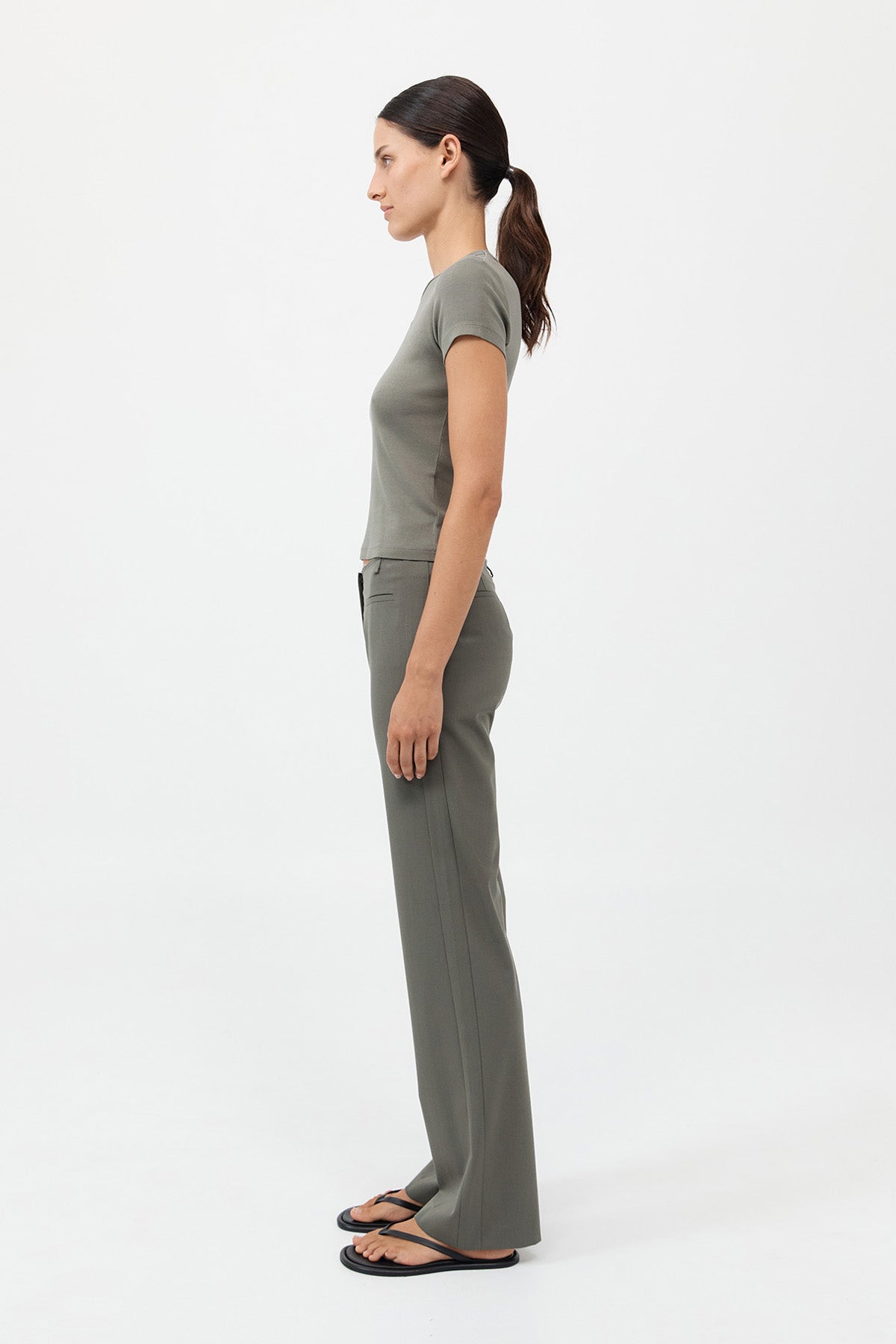 Raw Edge Pants - Smokey Olive