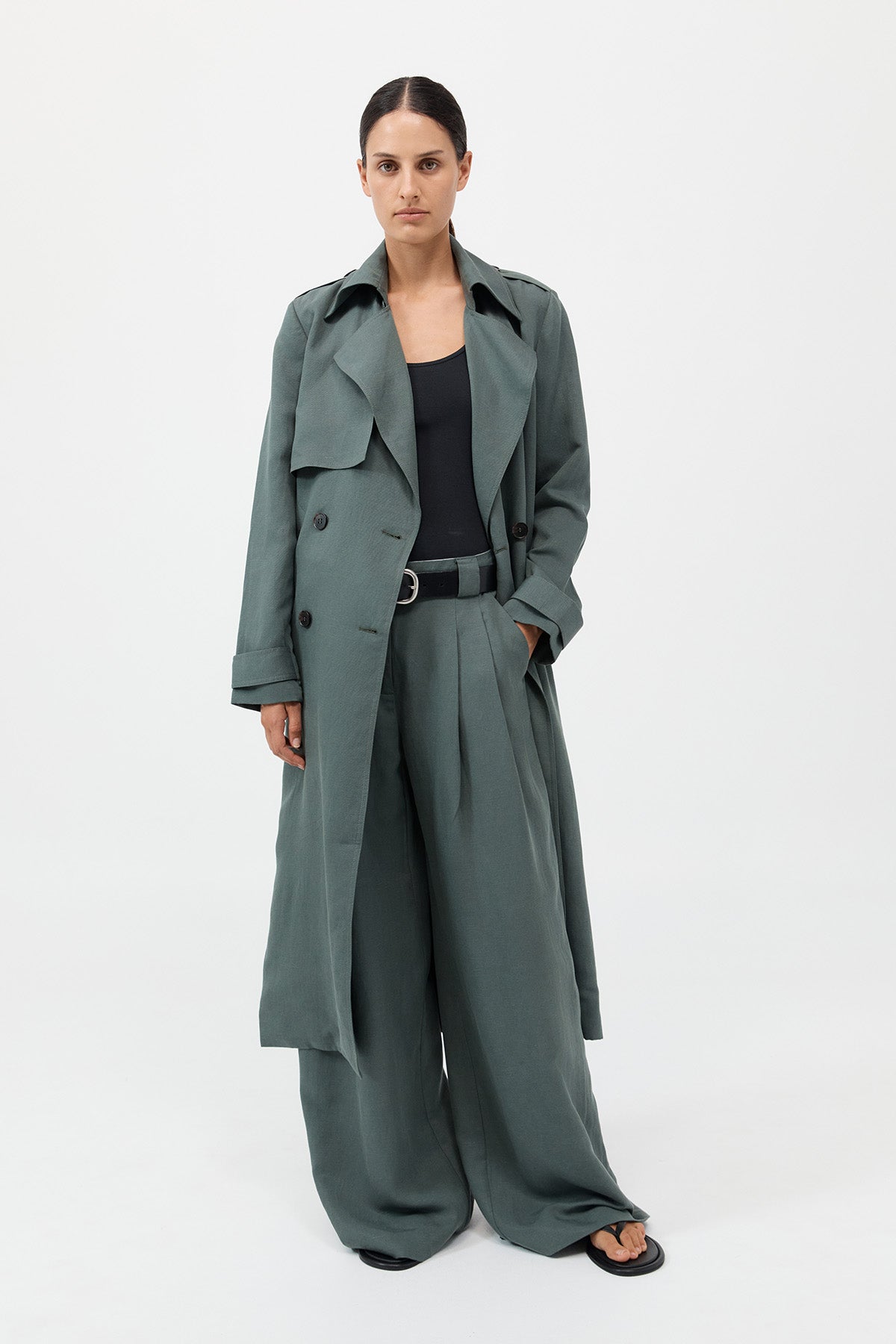 Soft Tailored Trench - Balsam Green