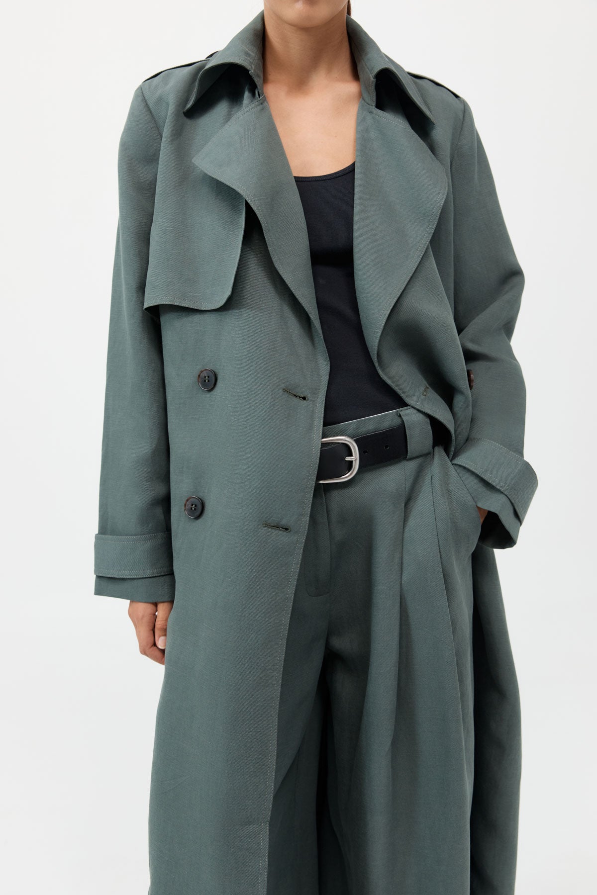 Soft Tailored Trench - Balsam Green