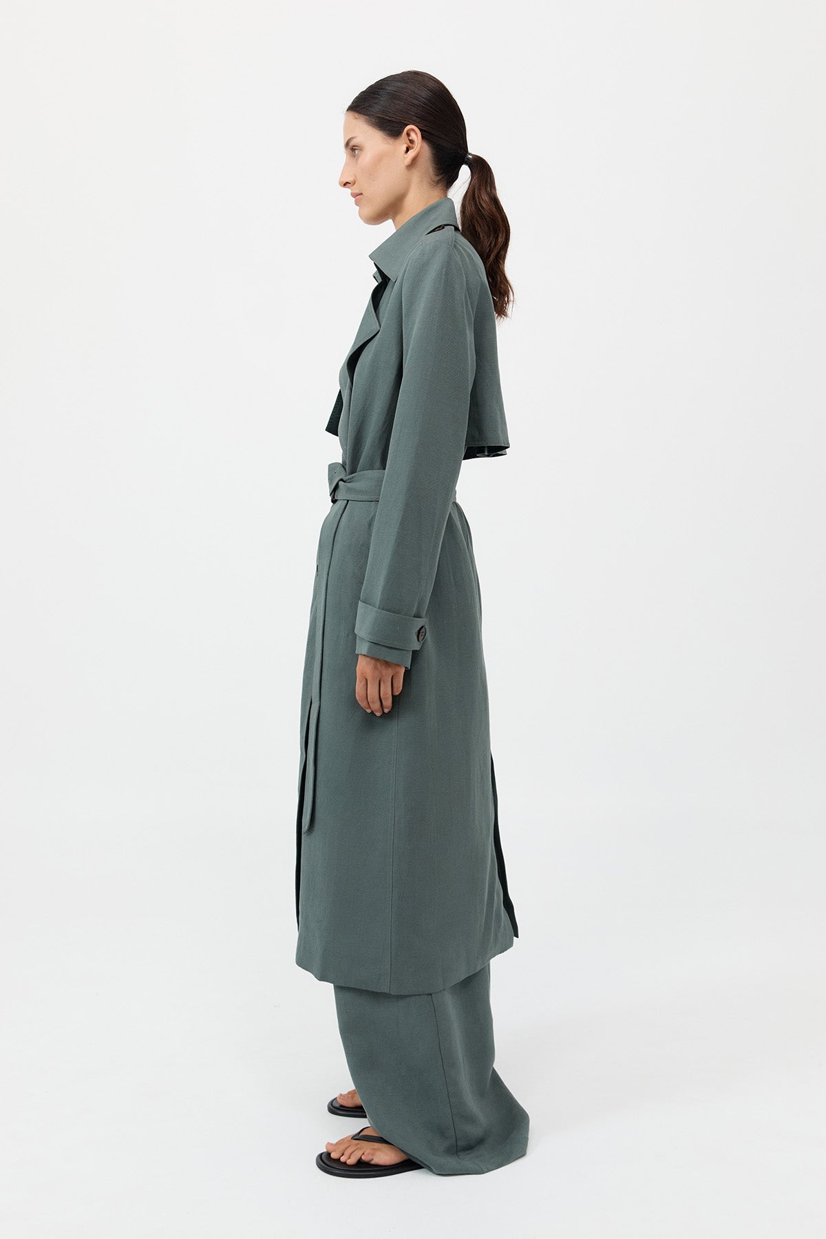Soft Tailored Trench - Balsam Green