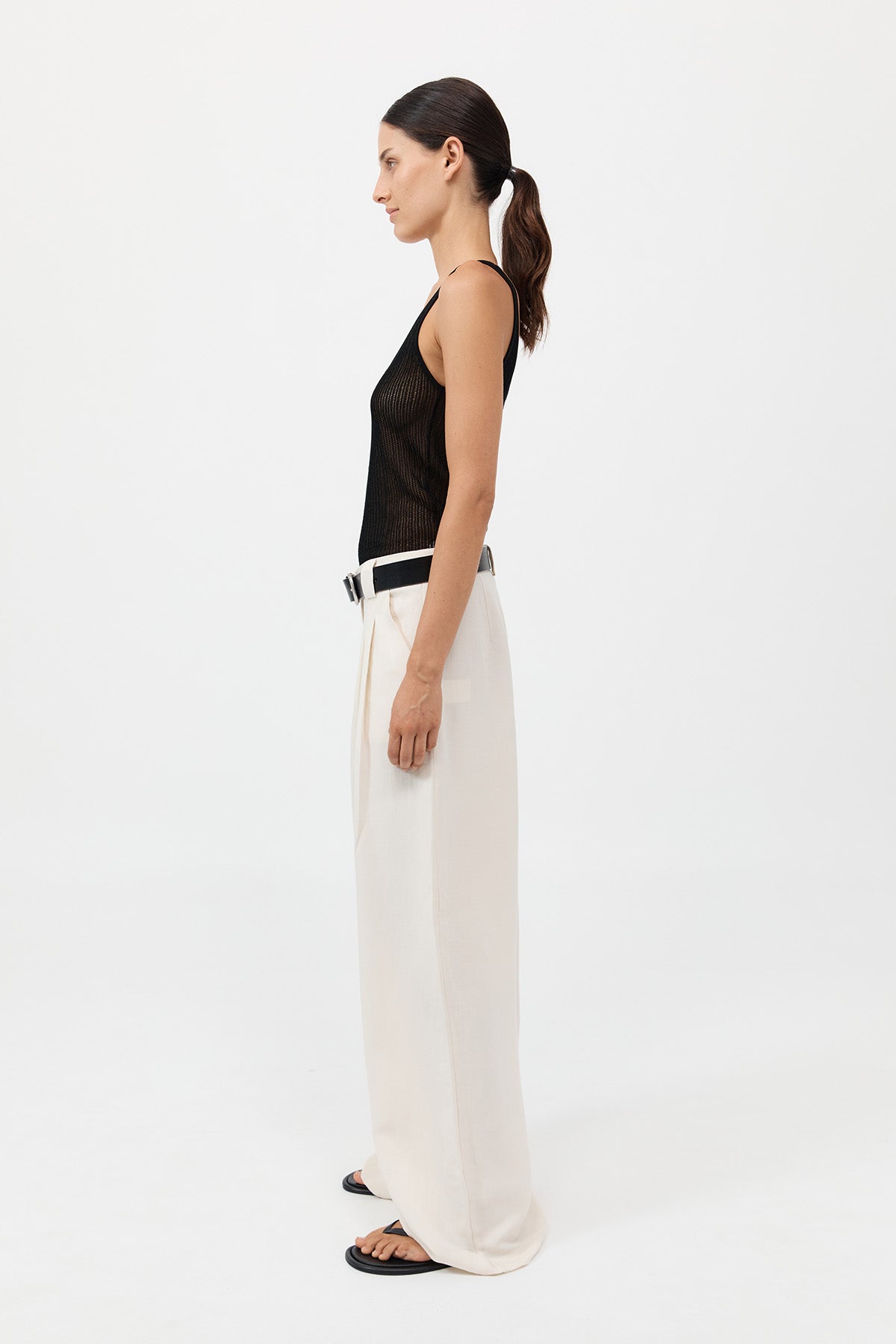 Wide Leg Pleat Pants - Tofu