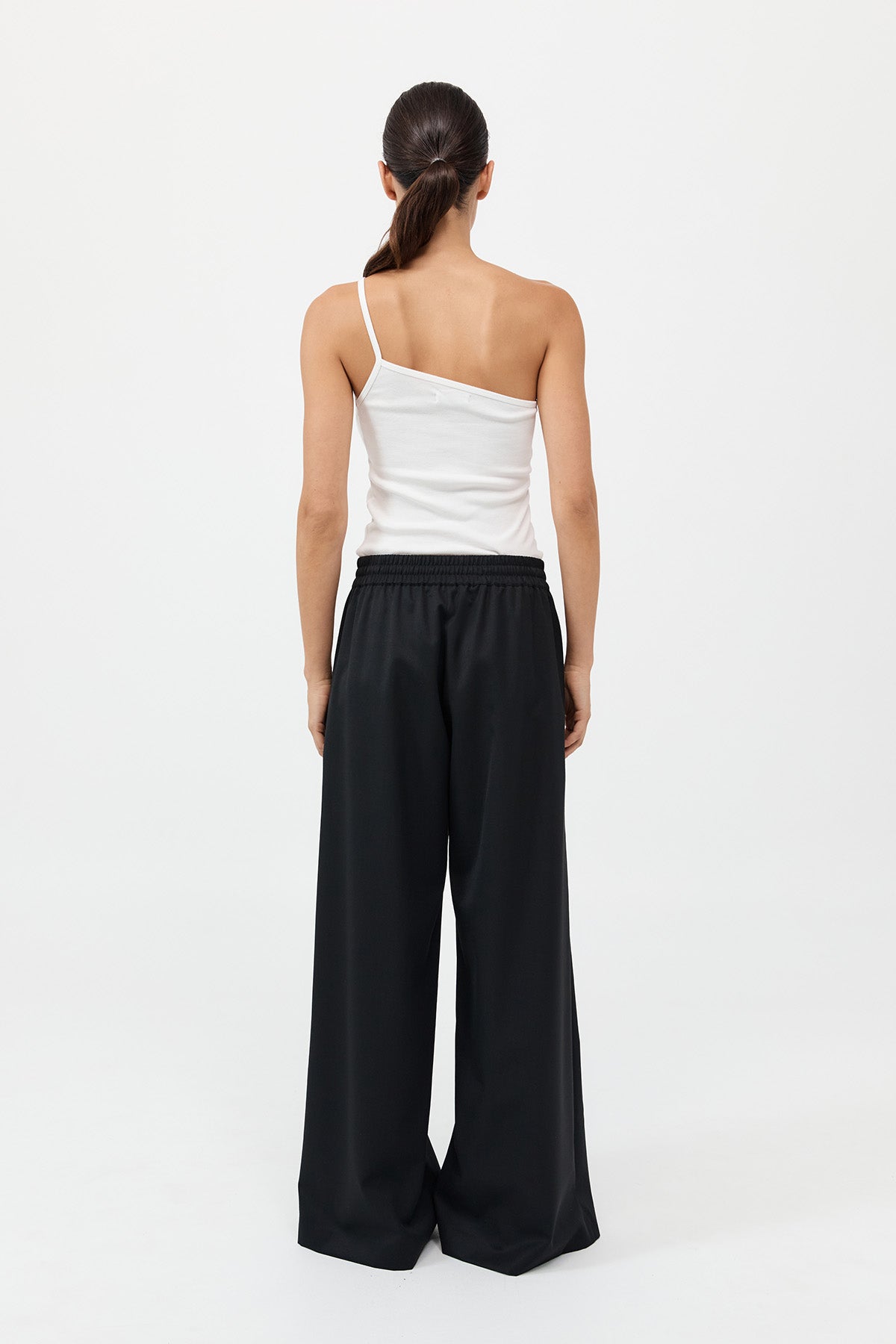 Wool Drawstring Pants - Black