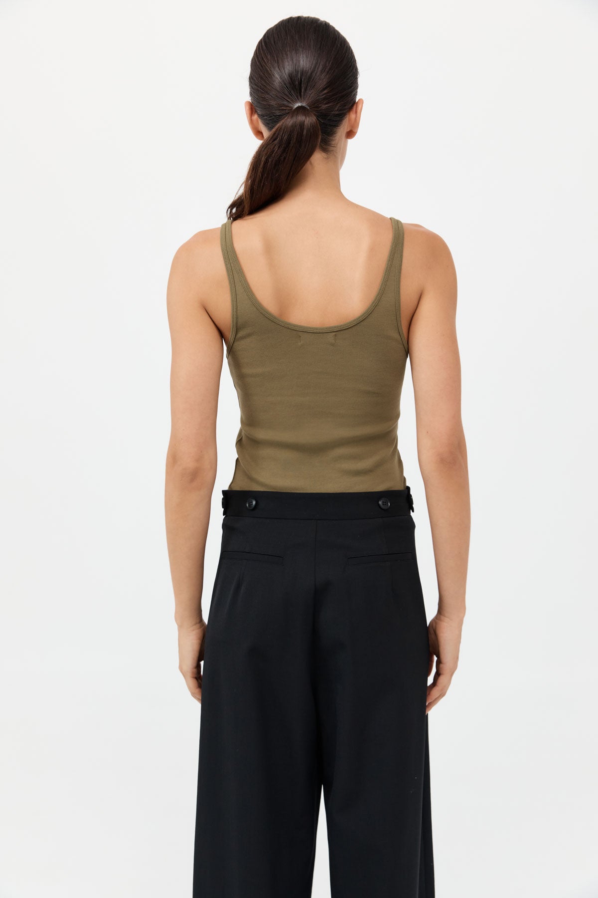 Organic Cotton Slim Scoop Tank - Olive