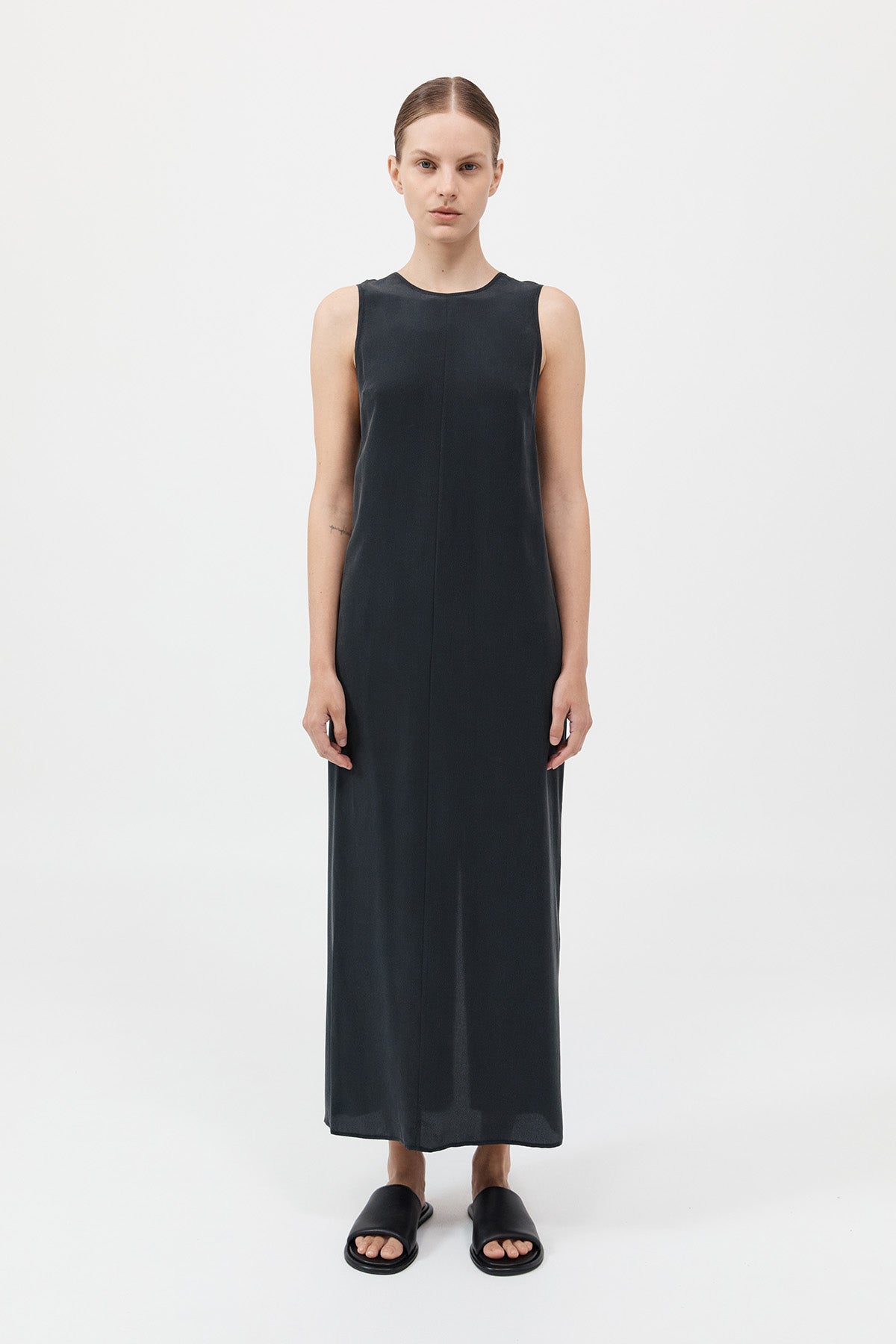 Drawstring Silk Dress - Black