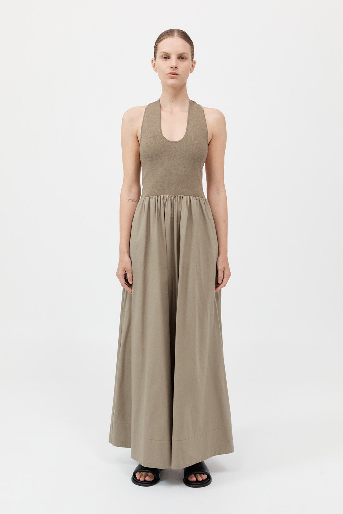 Plunge Neck Dress - Shadow