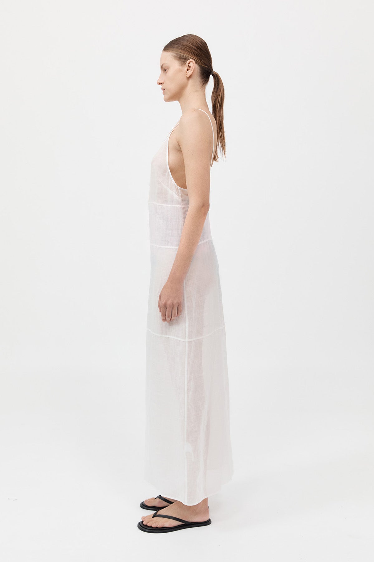 Semi Sheer Patchwork Dress - Salt