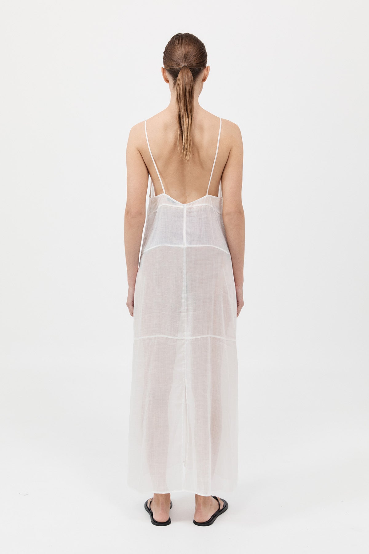 Semi Sheer Patchwork Dress - Salt