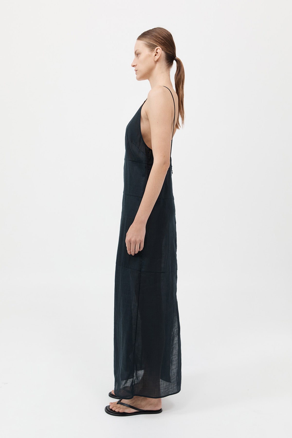 Semi Sheer Patchwork Dress - Black