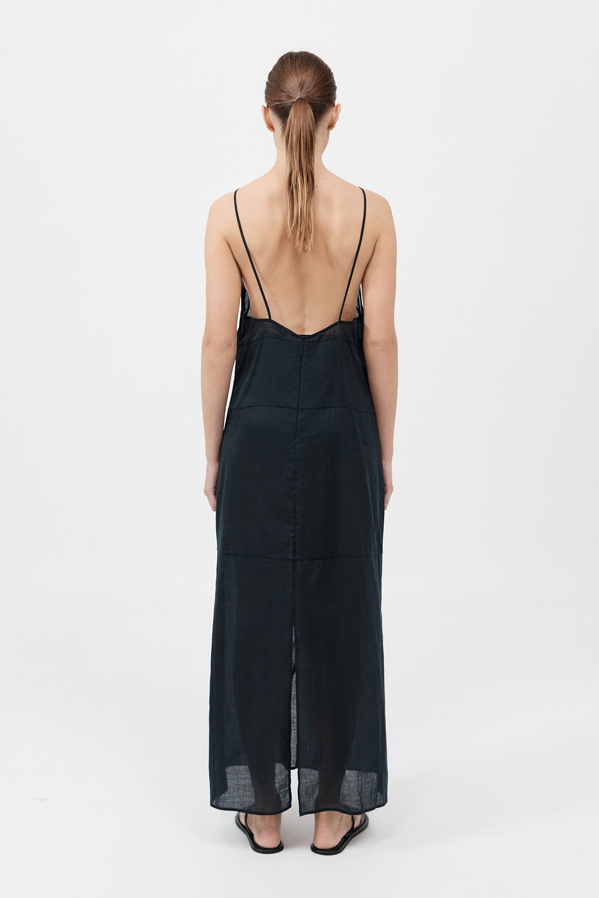 Semi Sheer Patchwork Dress - Black