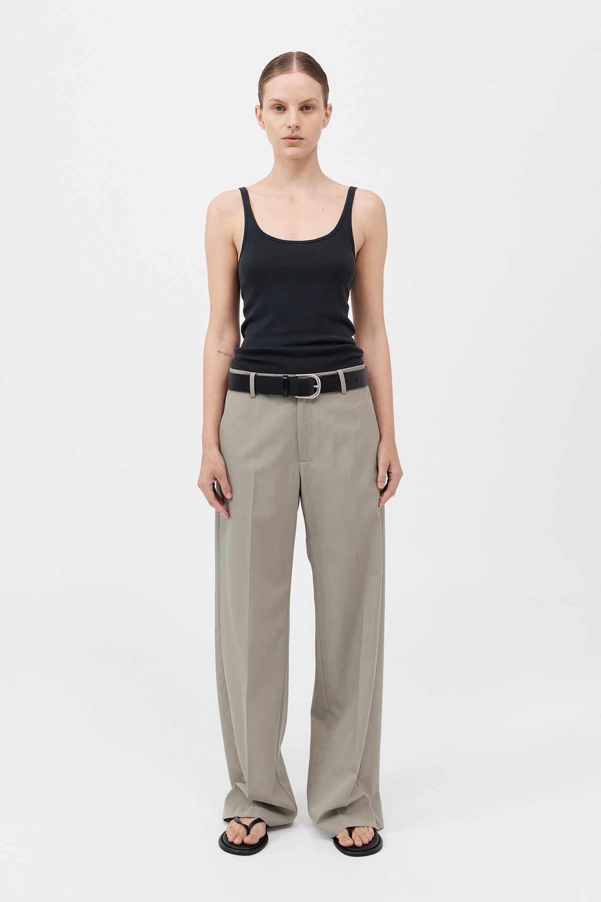 Organic Cotton Slim Scoop Tank - Black