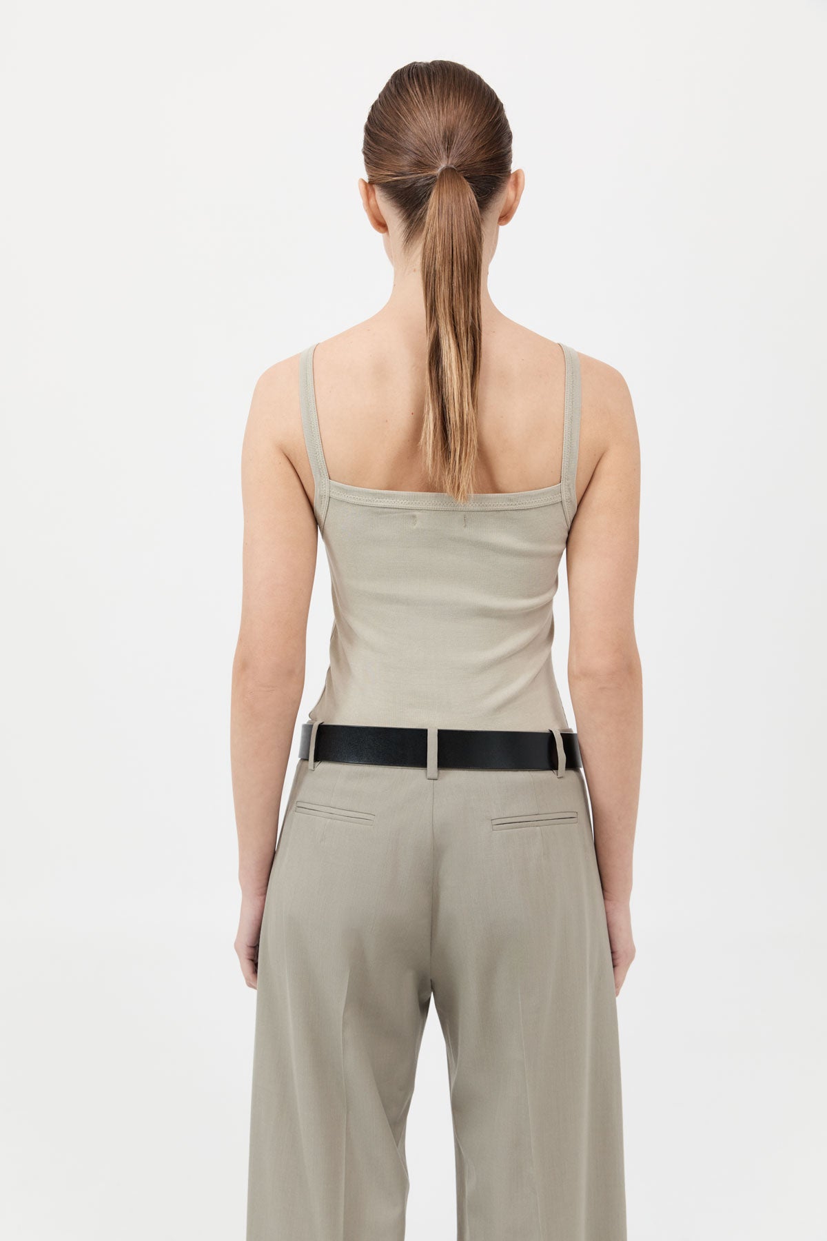 Organic Cotton Square Neck Tank - Moss Grey