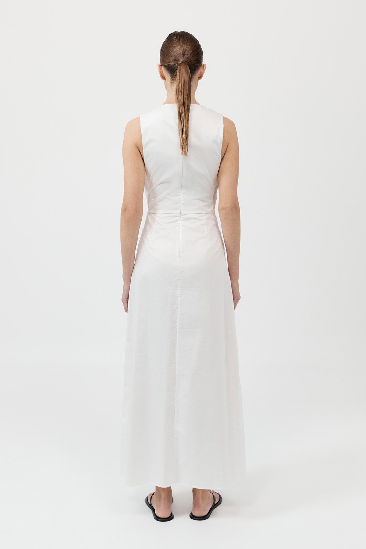 Cotton Gathered Dress - White