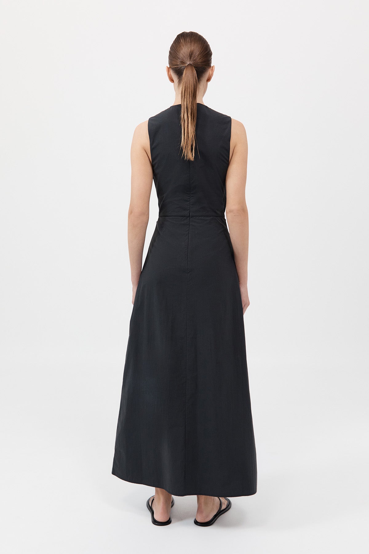 Cotton Gathered Dress - Black