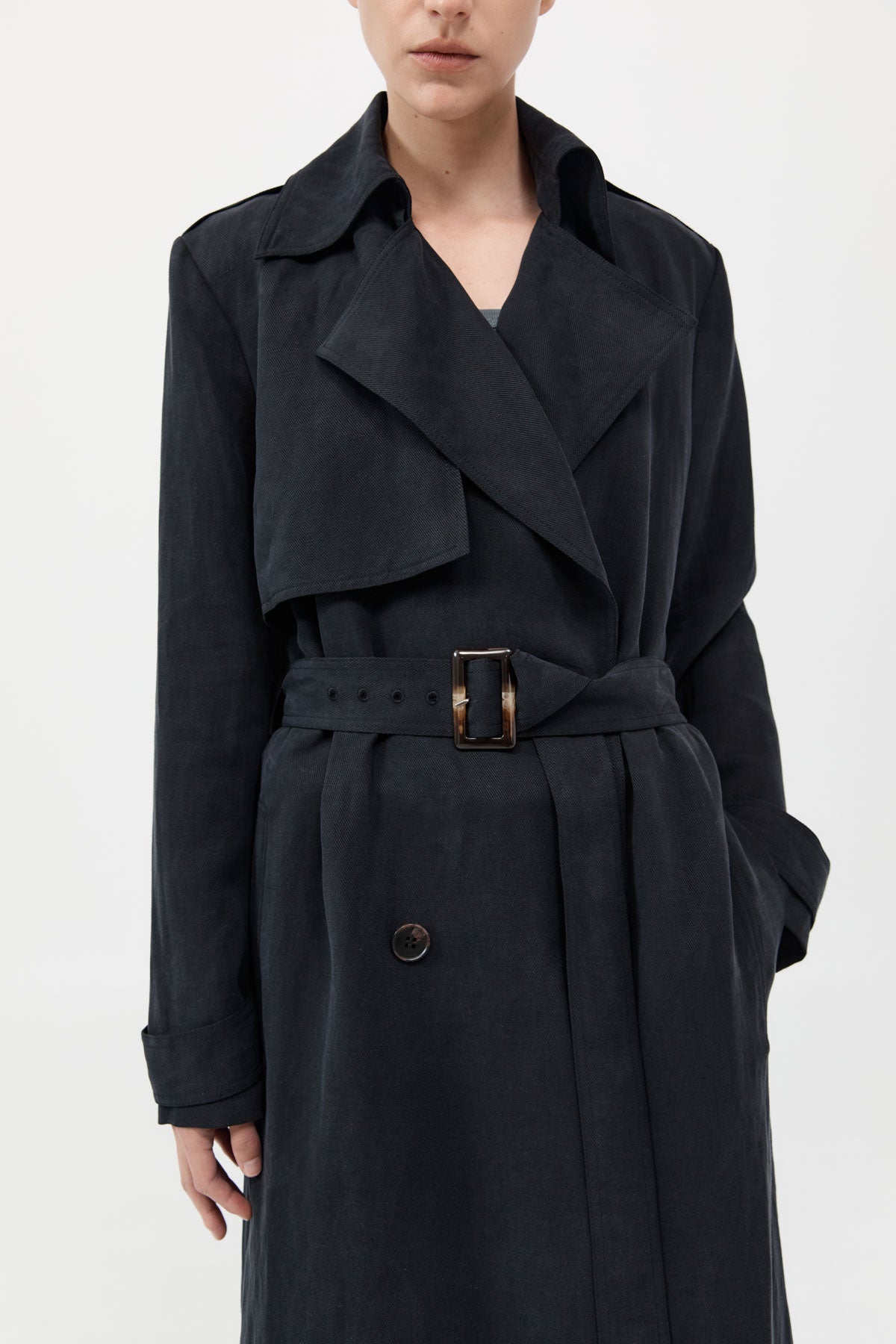 Soft Tailored Trench - Black