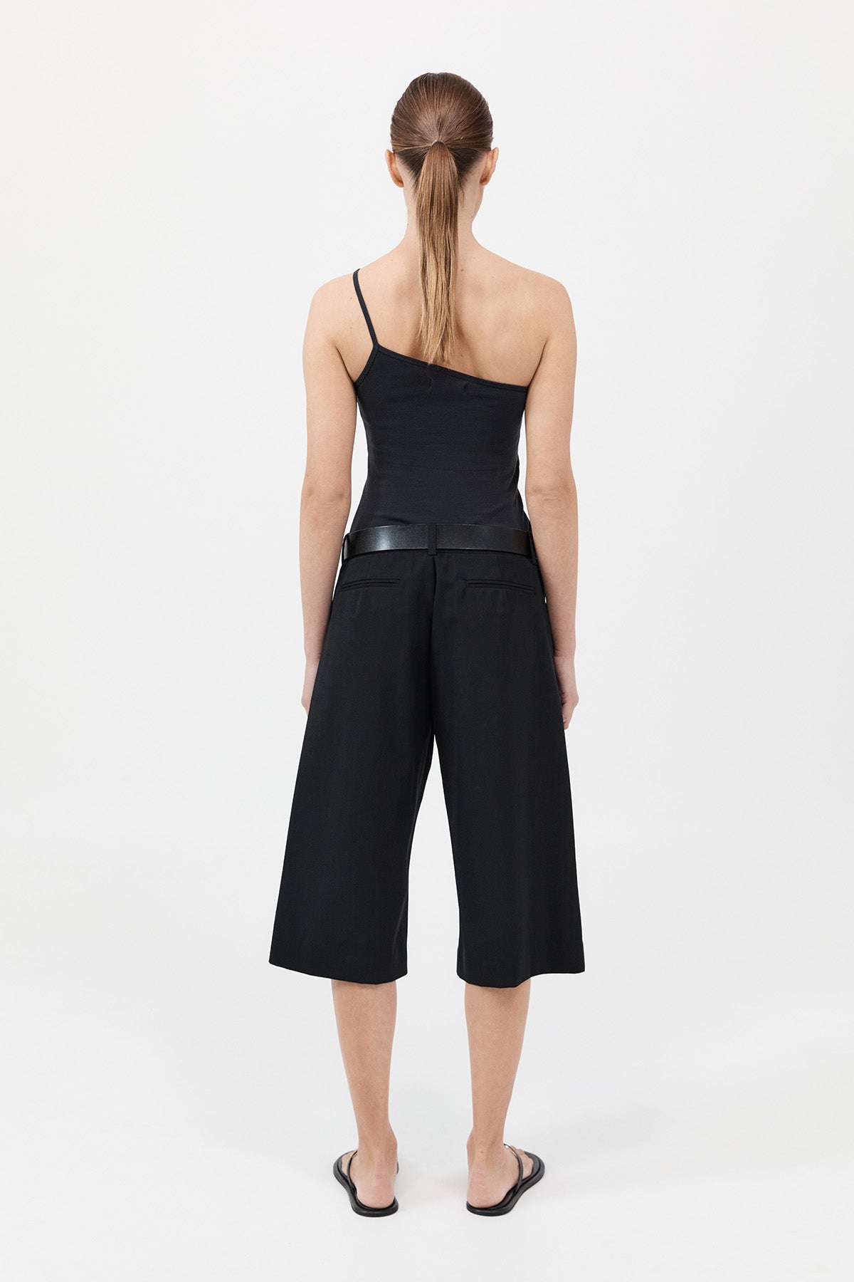 Organic Cotton One Shoulder Tank - Black