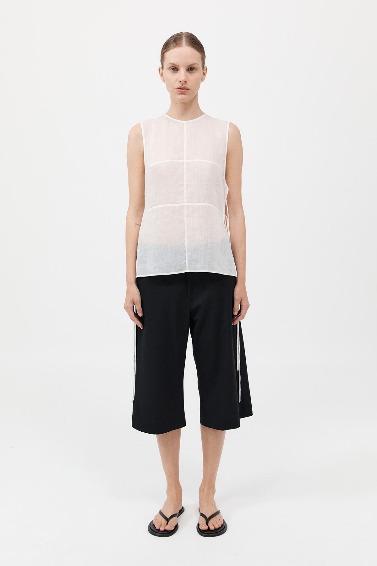 Semi Sheer Patchwork Top - Salt