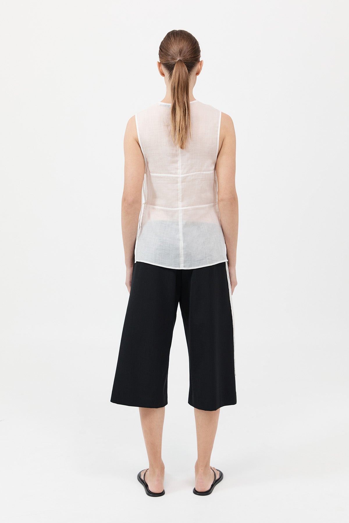 Semi Sheer Patchwork Top - Salt